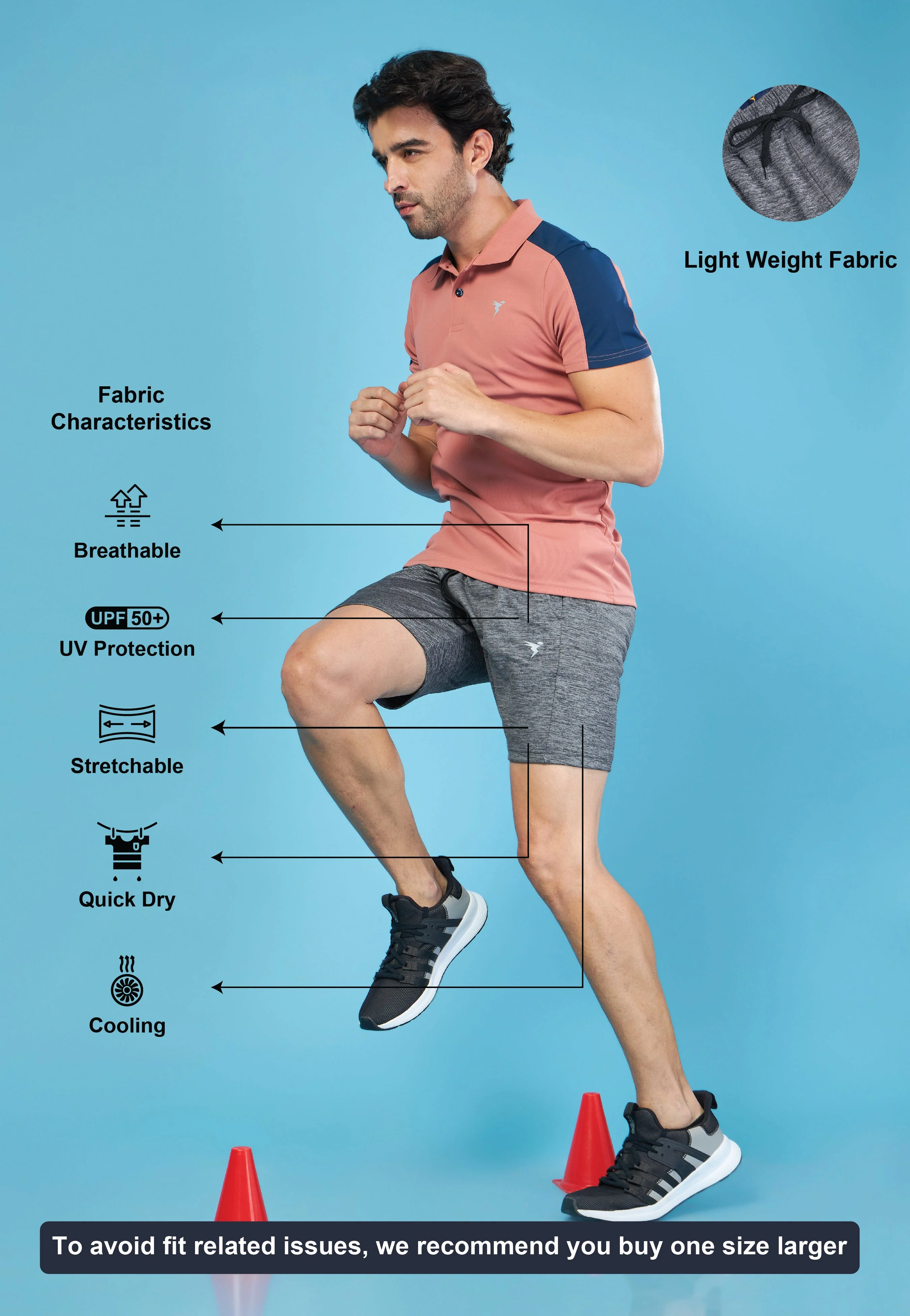Men Melange Slim Fit Shorts with TECHNO DRY - Image 4