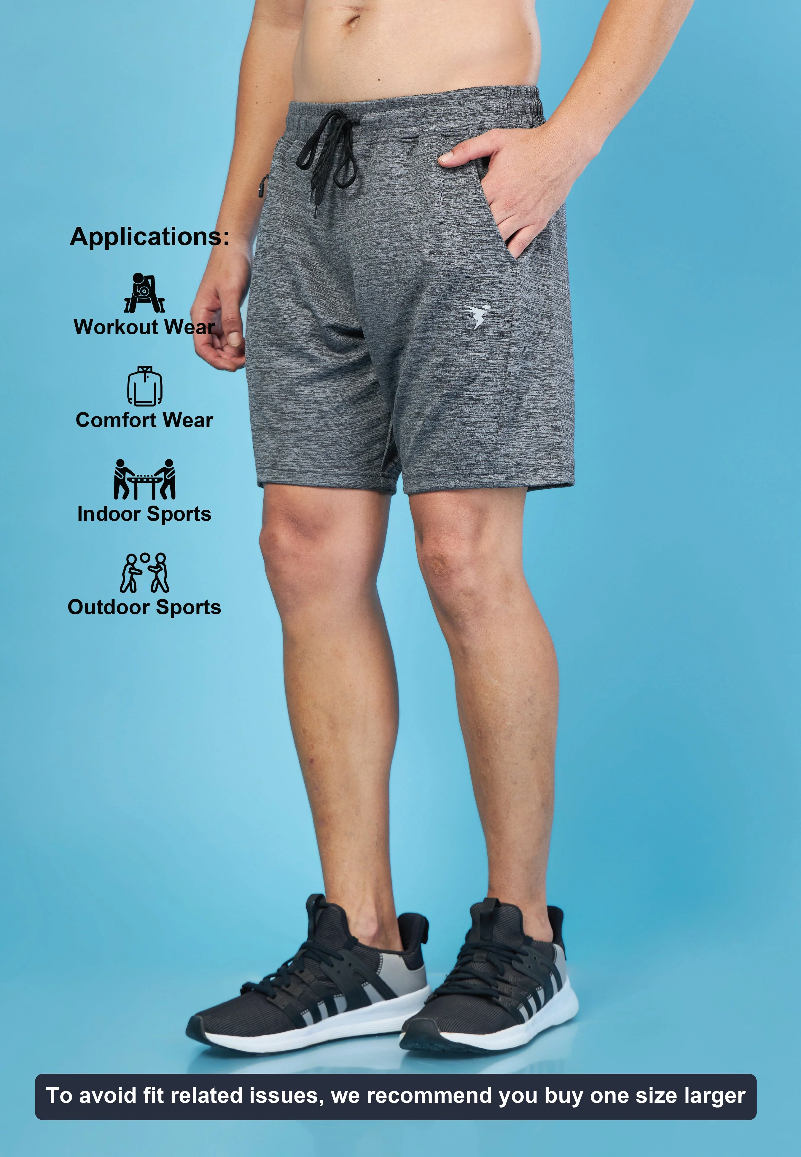Men Melange Slim Fit Shorts with TECHNO DRY - Image 5