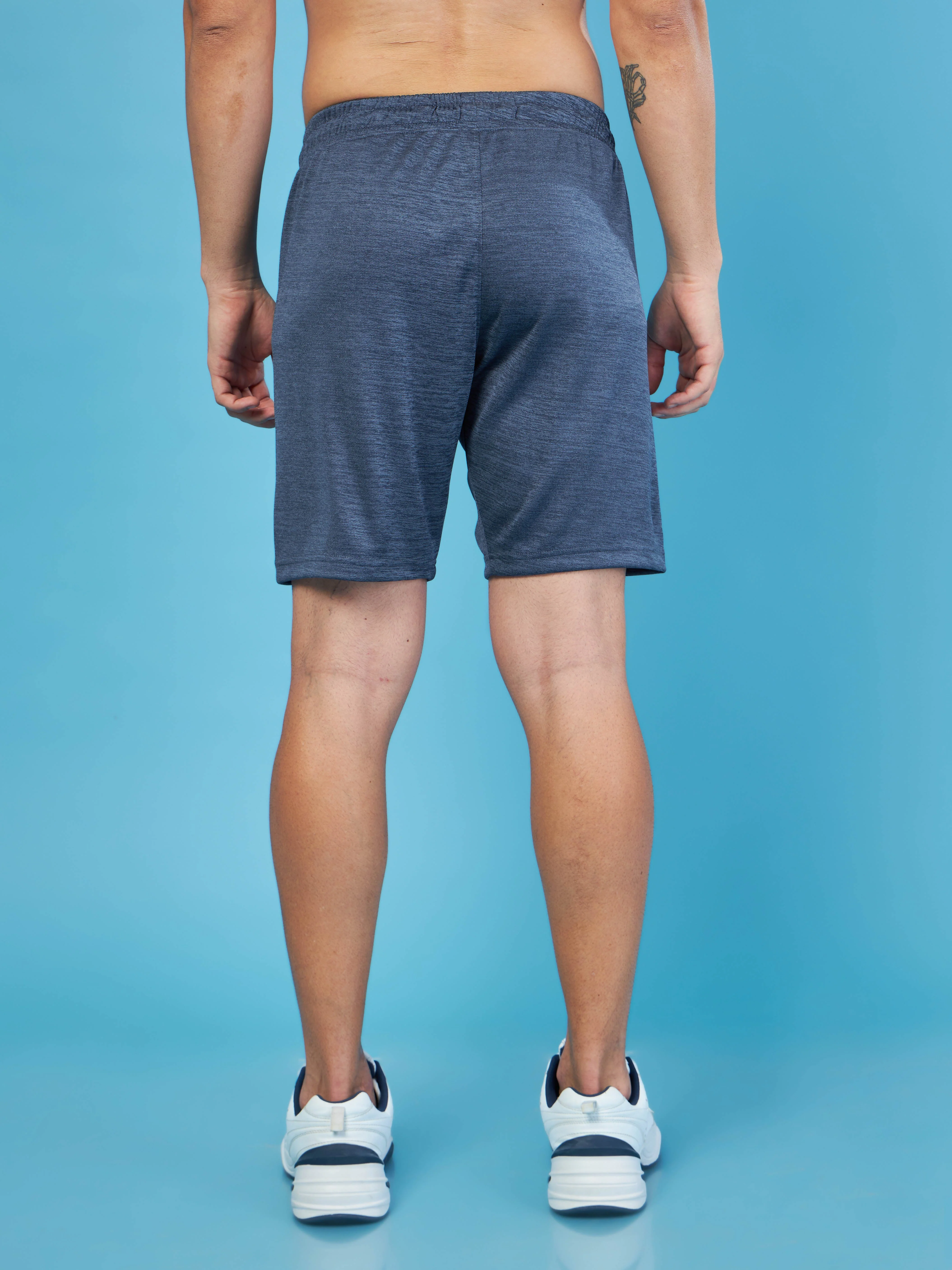Men Melange Slim Fit Shorts with TECHNO DRY - Image 3