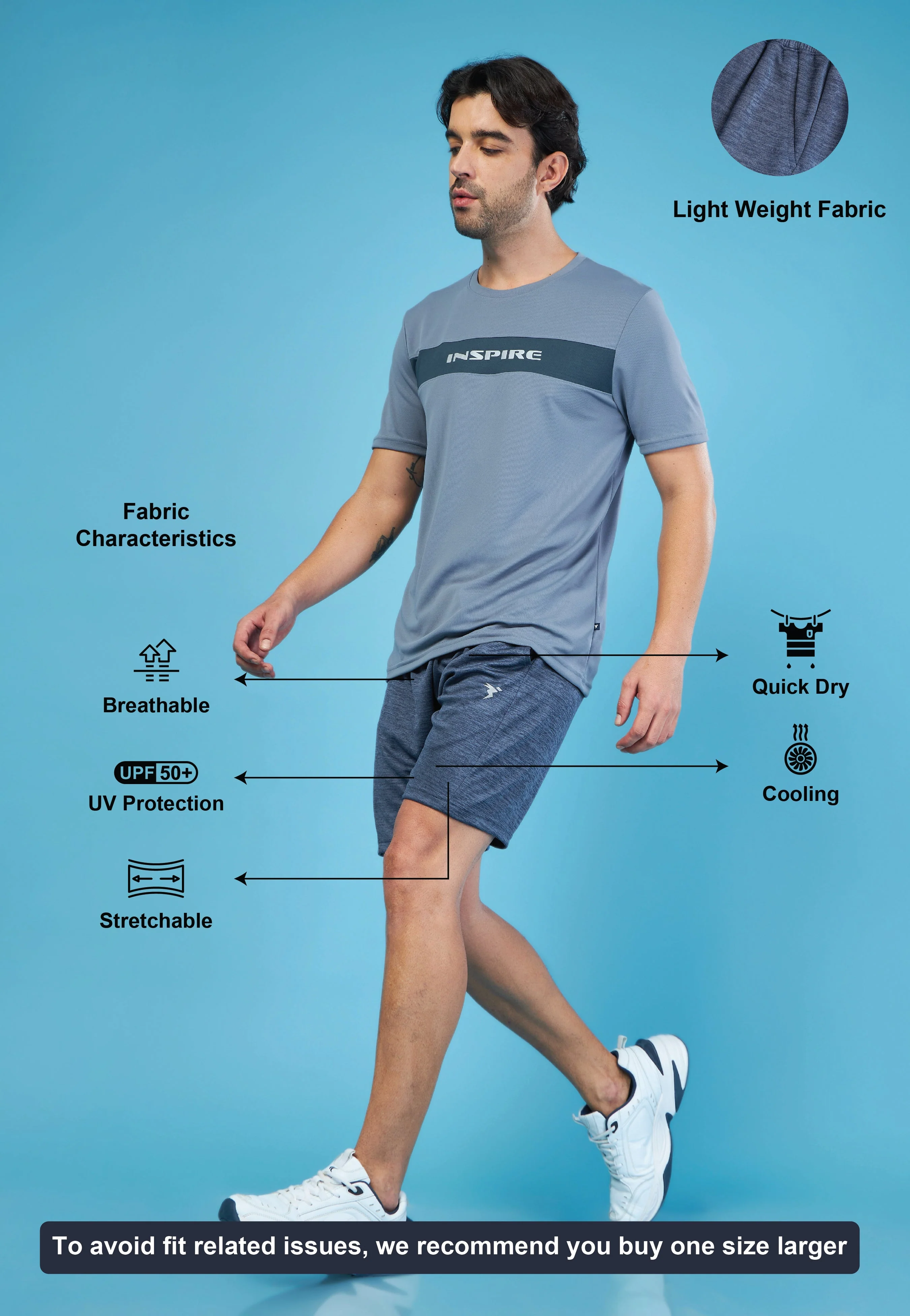 Men Melange Slim Fit Shorts with TECHNO DRY - Image 4
