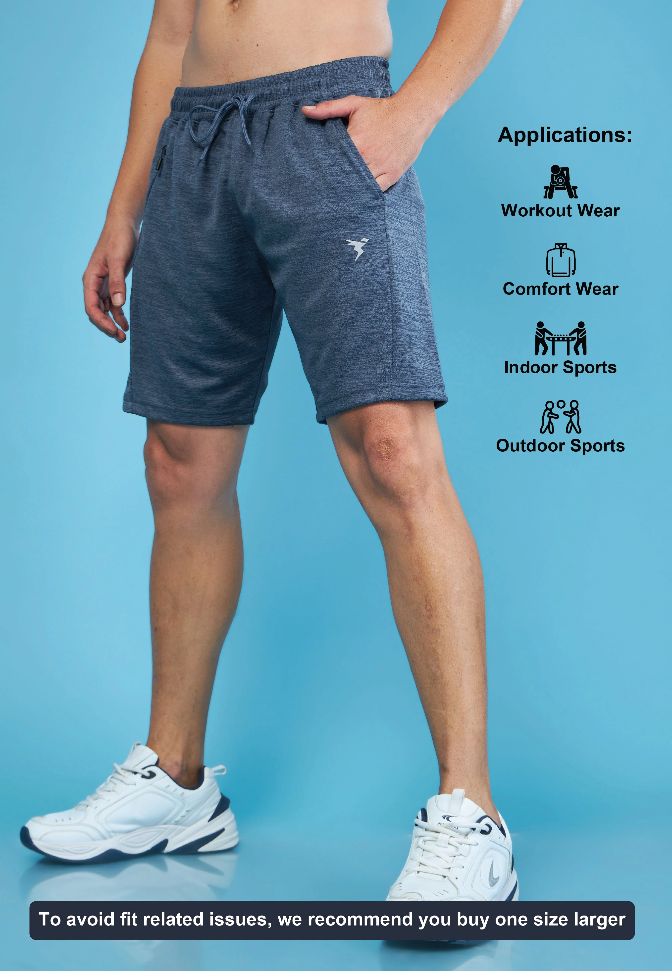 Men Melange Slim Fit Shorts with TECHNO DRY - Image 5