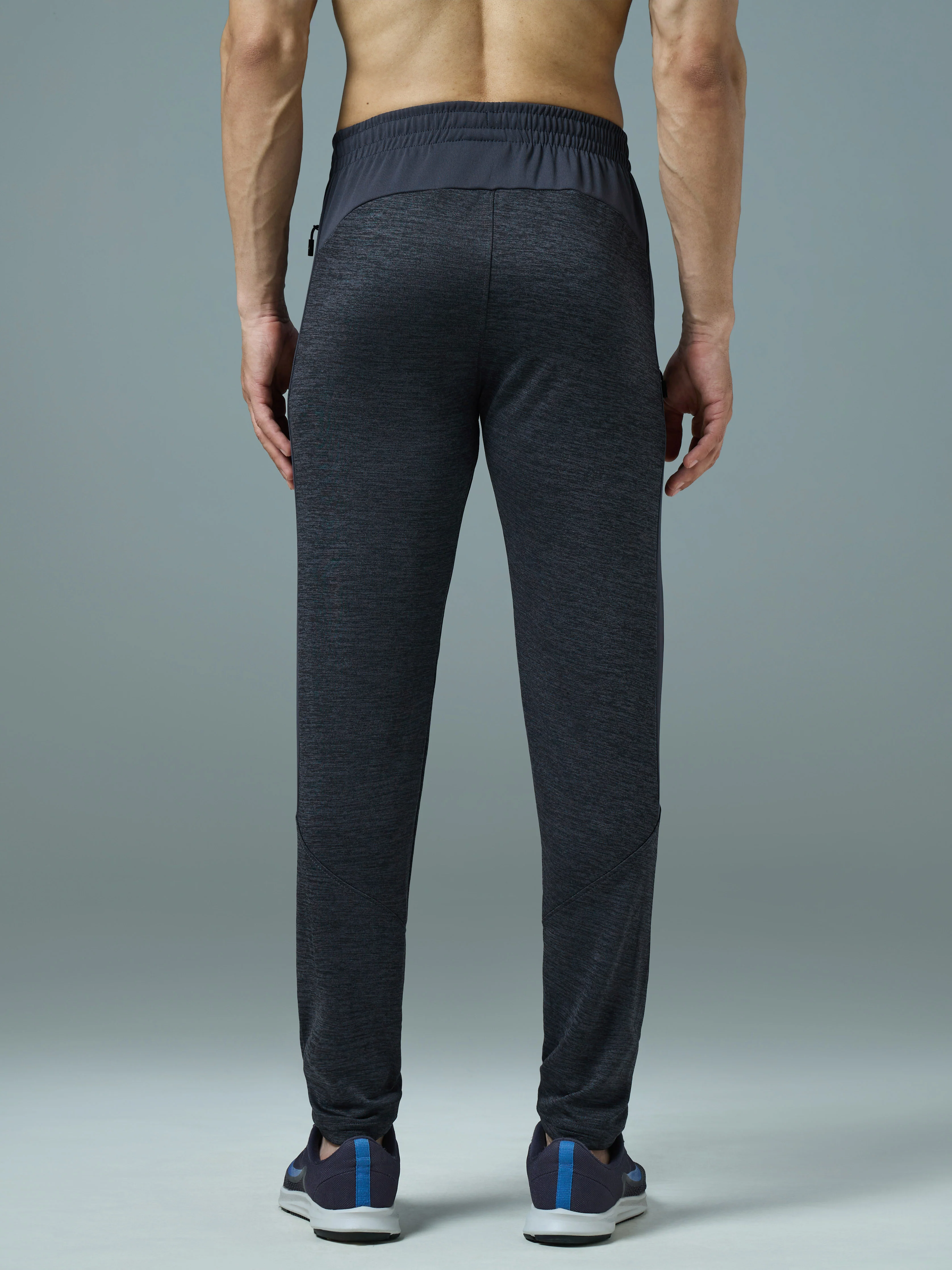 Men Melange Slim Fit Trackpants with TECHNO DRY - Image 3