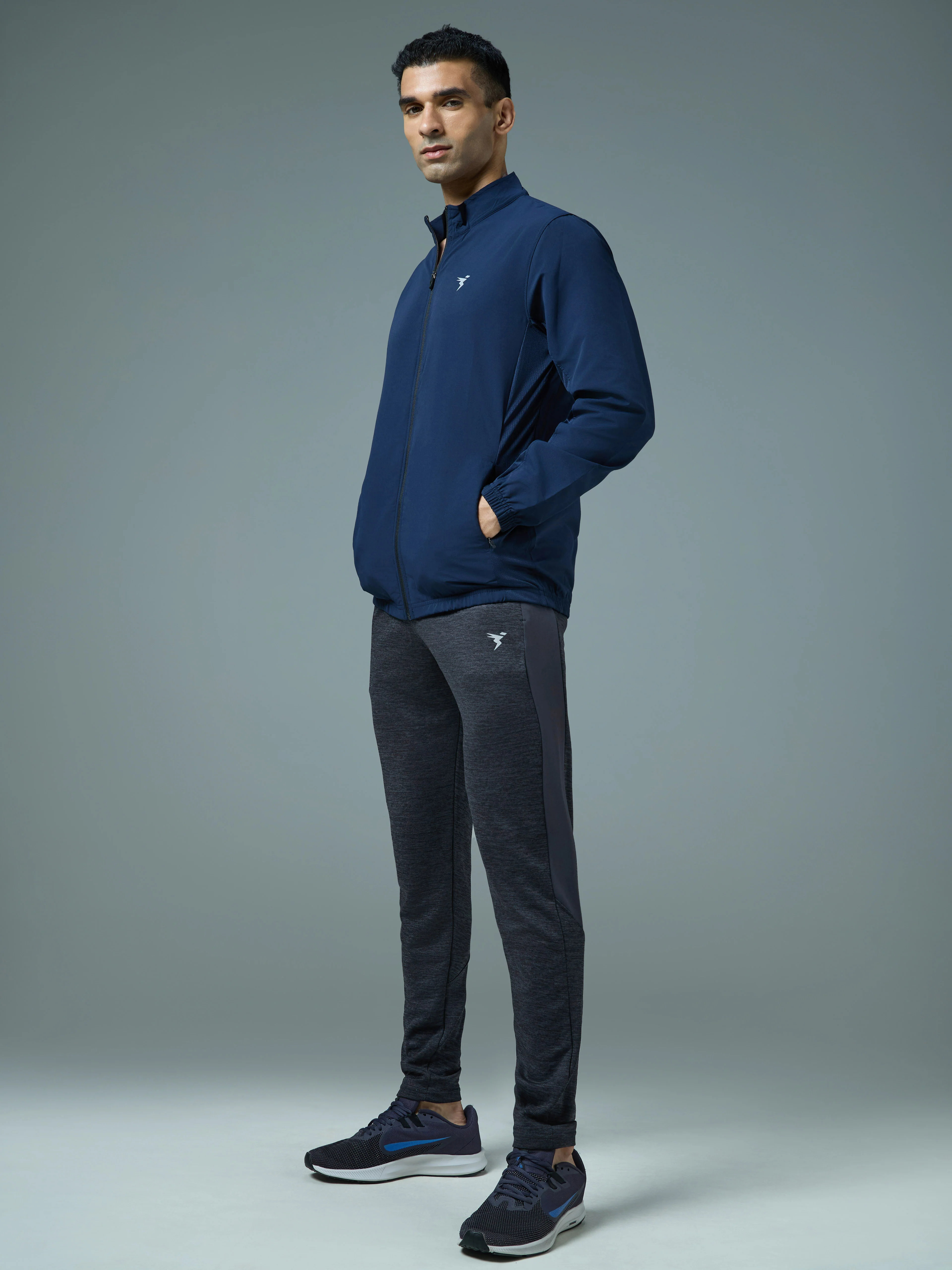 Men Melange Slim Fit Trackpants with TECHNO DRY - Image 5