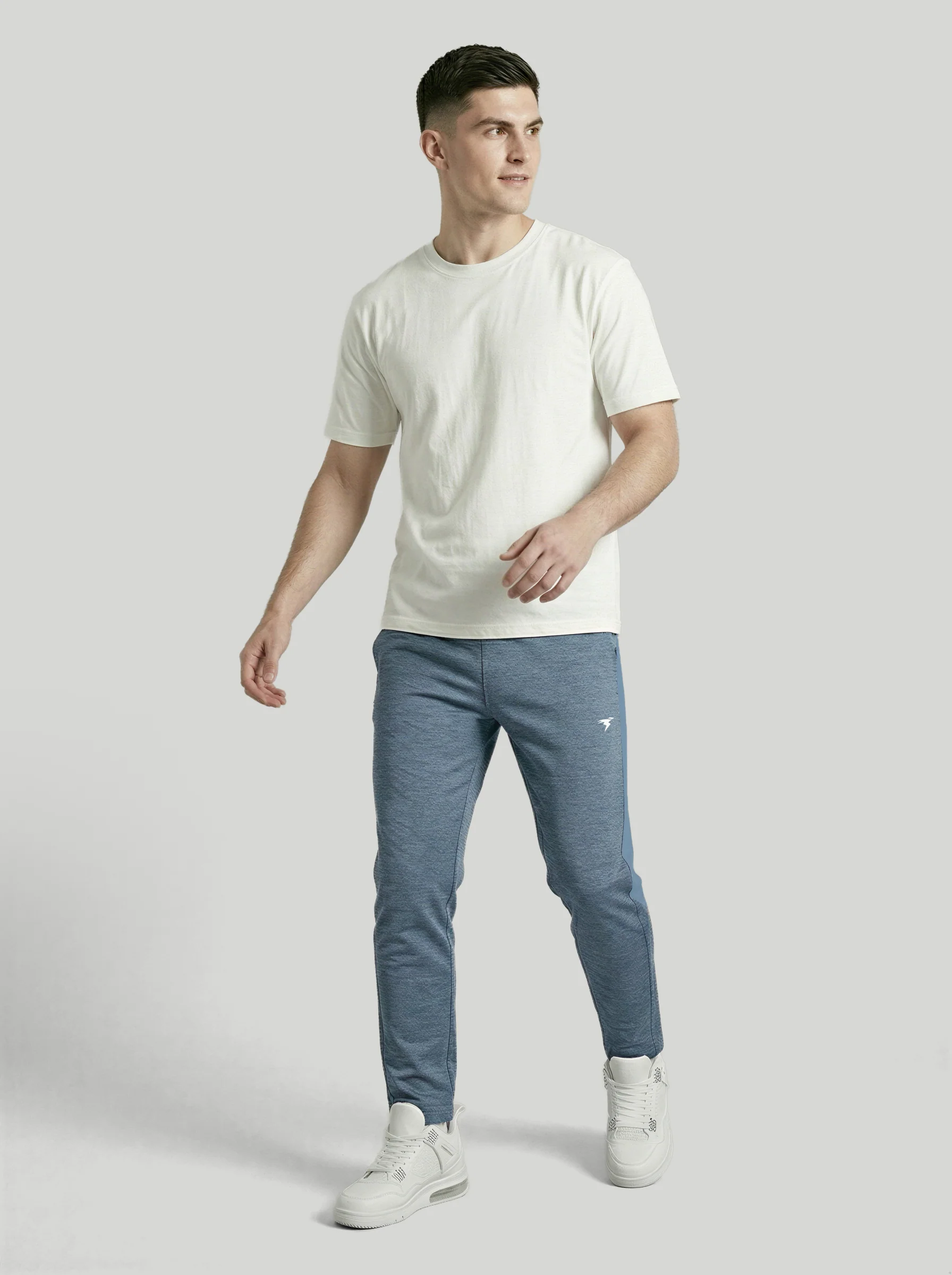 Men Melange Slim Fit Trackpants with TECHNO DRY - Image 5