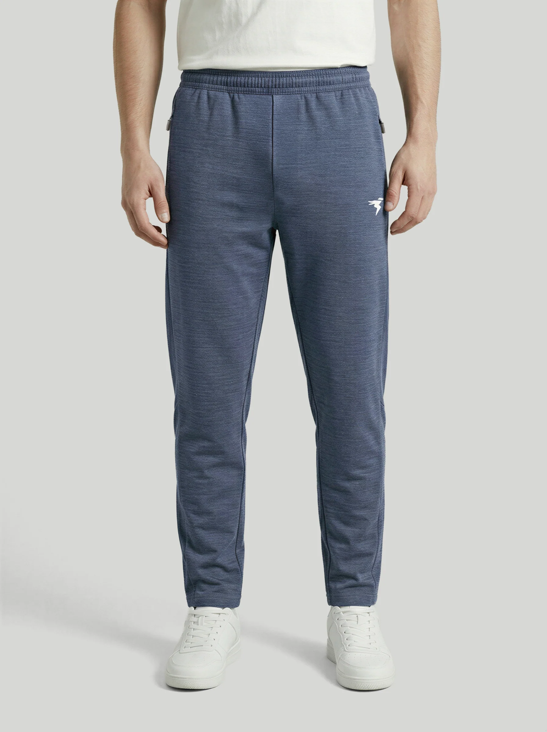Men Melange Slim Fit Trackpants with TECHNO DRY - Image 2