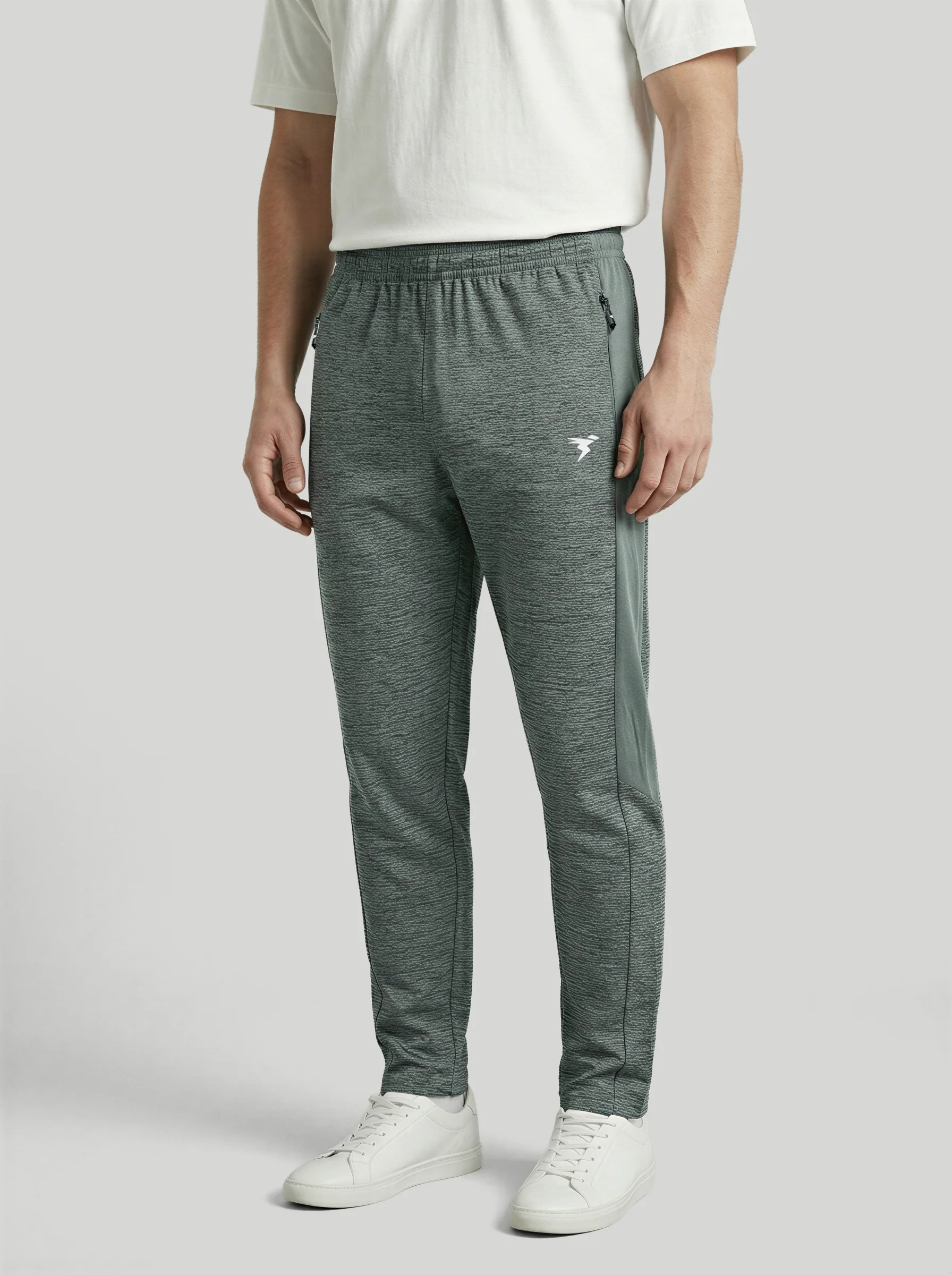 Men Melange Slim Fit Trackpants with TECHNO DRY - Image 3