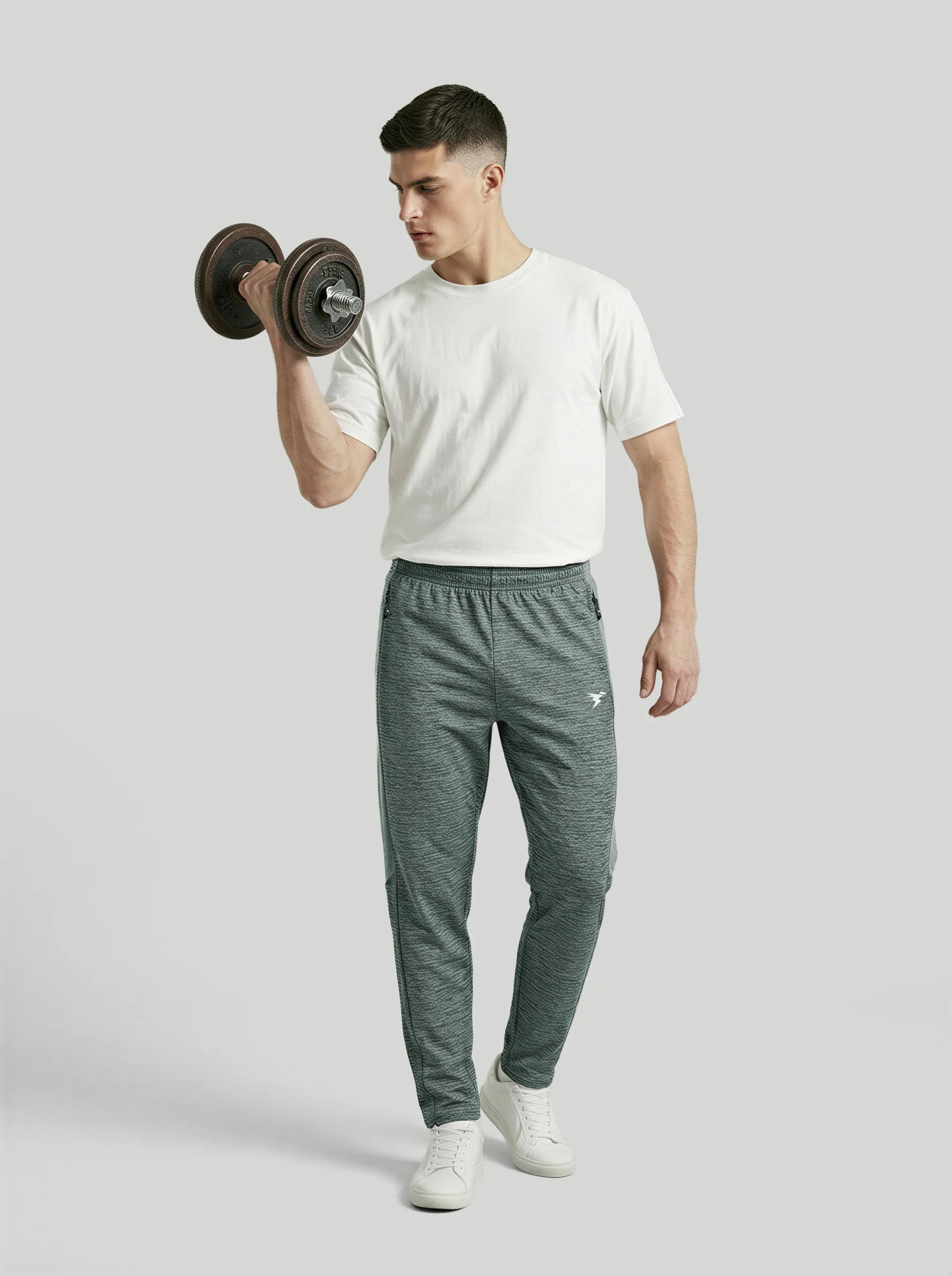 Men Melange Slim Fit Trackpants with TECHNO DRY - Image 5
