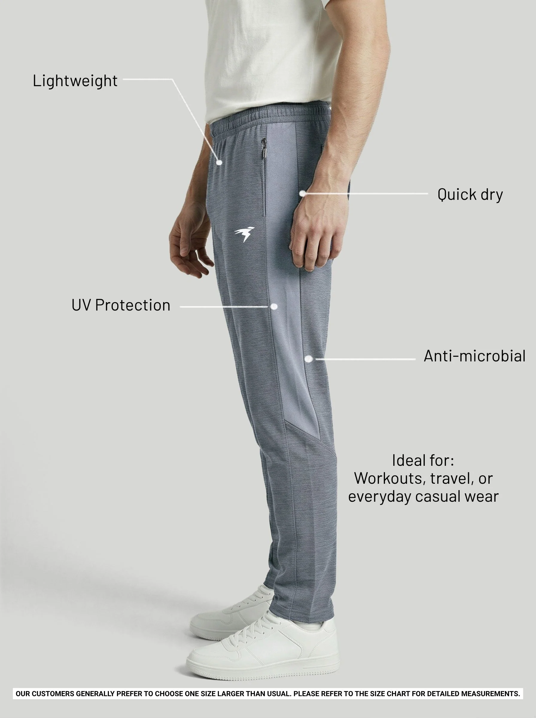 Men Melange Slim Fit Trackpants with TECHNO DRY - Image 4
