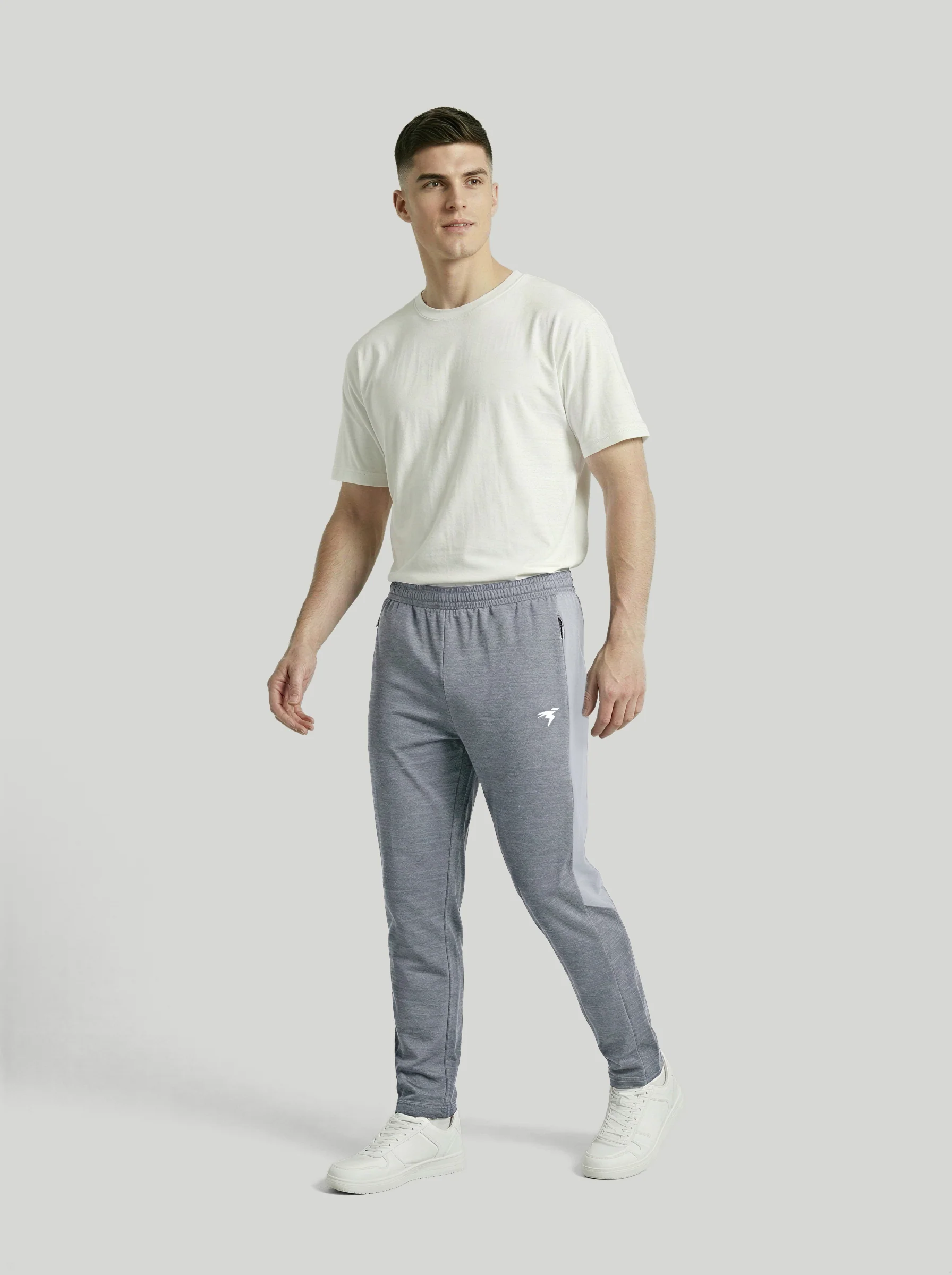 Men Melange Slim Fit Trackpants with TECHNO DRY - Image 5