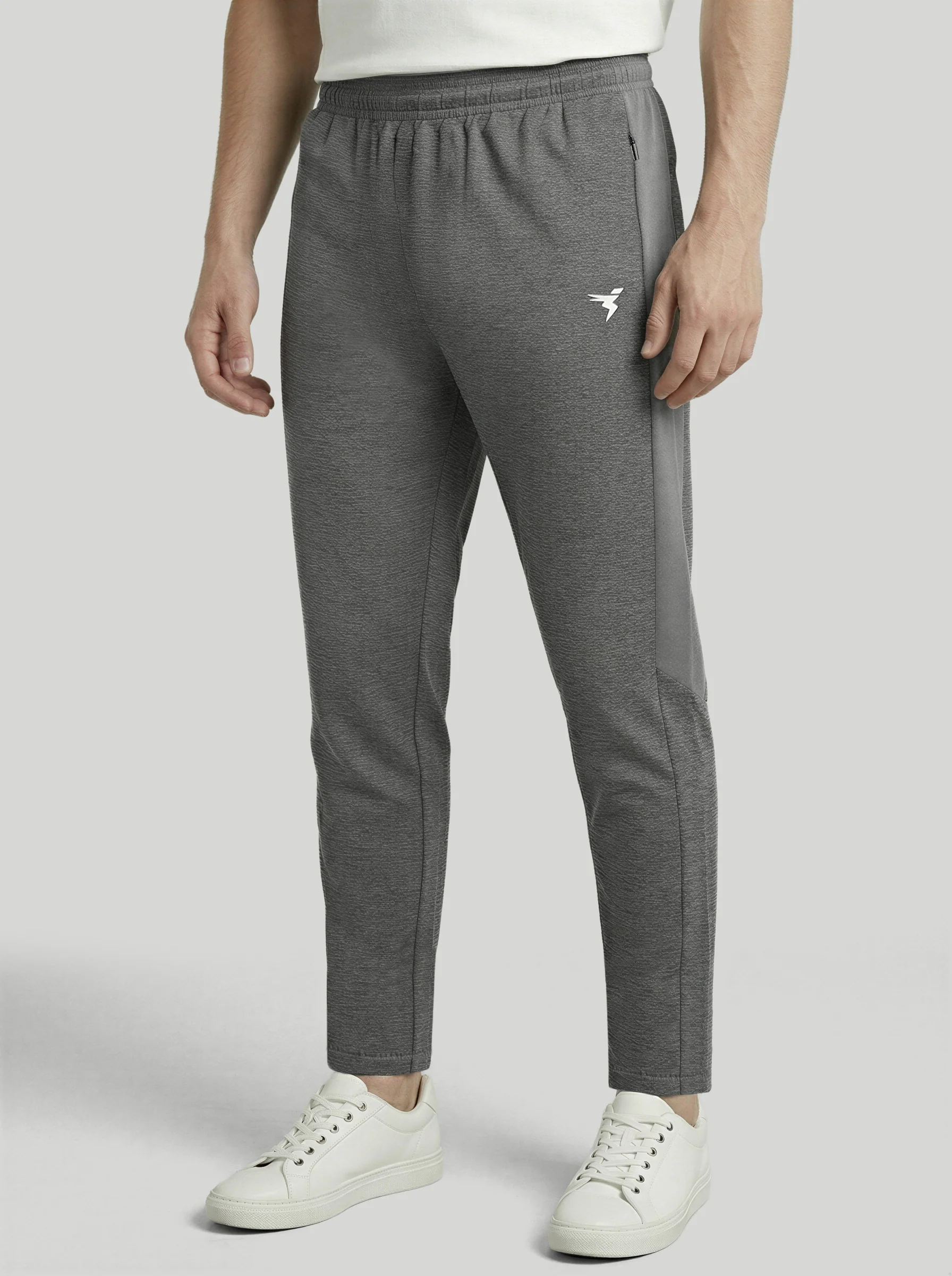 Men Melange Slim Fit Trackpants with TECHNO DRY - Image 3