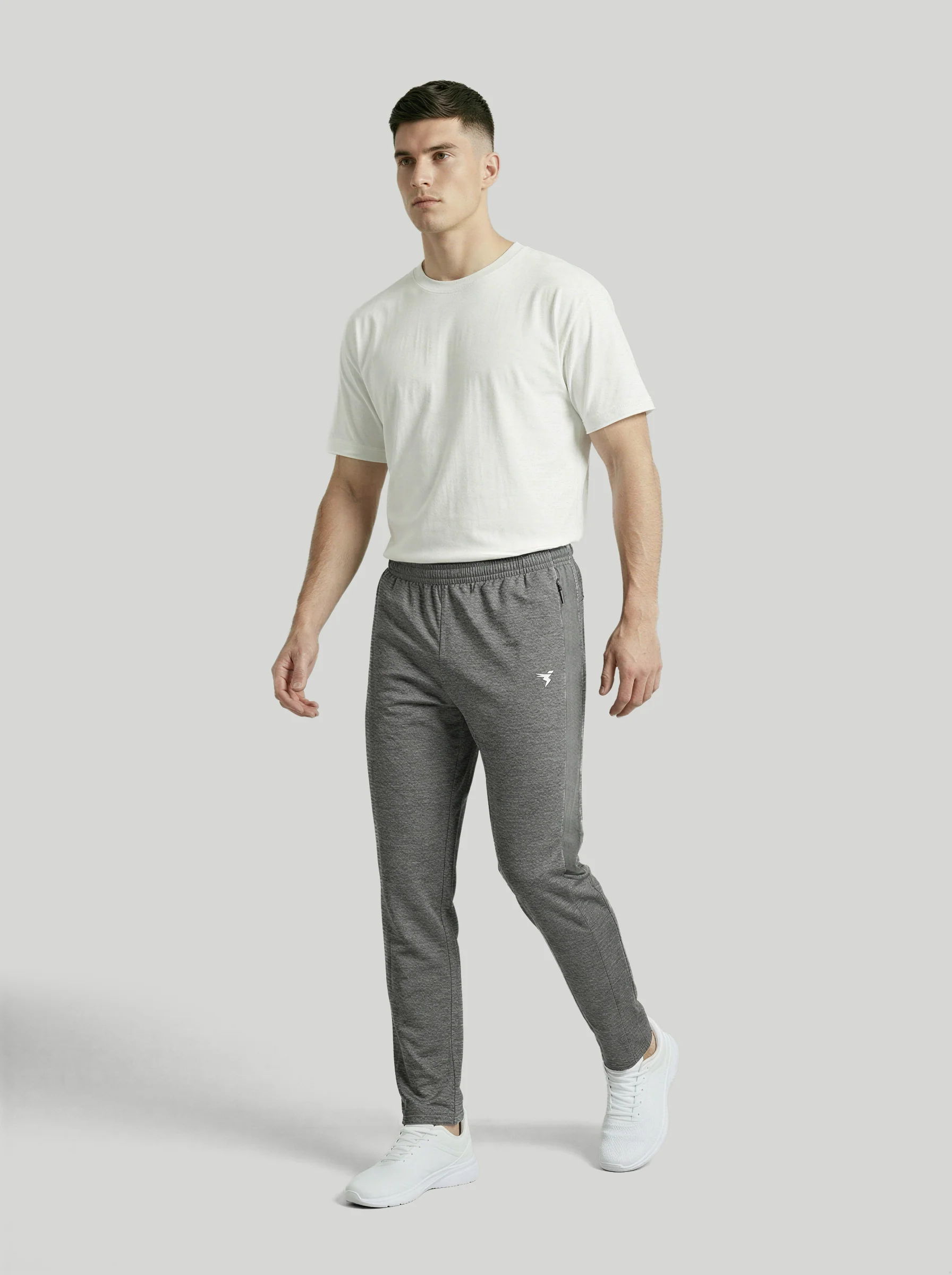 Men Melange Slim Fit Trackpants with TECHNO DRY - Image 4