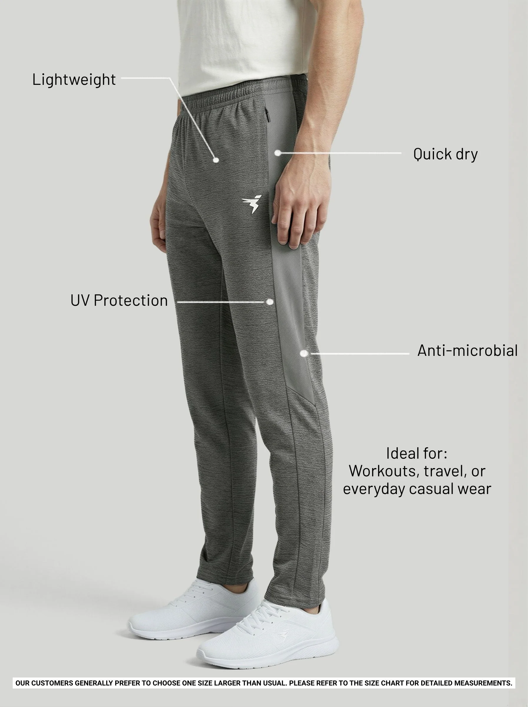 Men Melange Slim Fit Trackpants with TECHNO DRY - Image 5