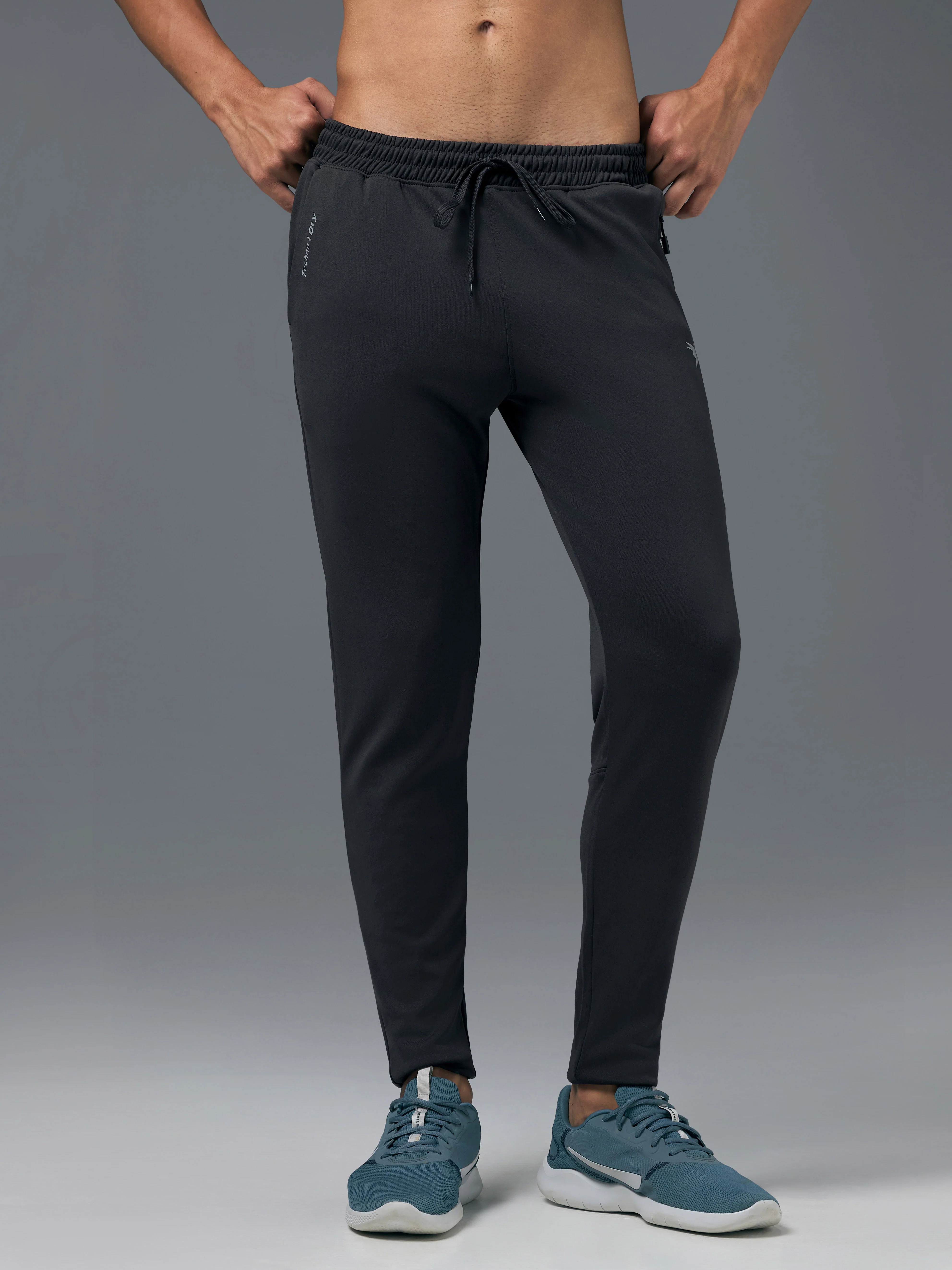 Men Melange Slim Fit Trackpants with TECHNO DRY - Image 2