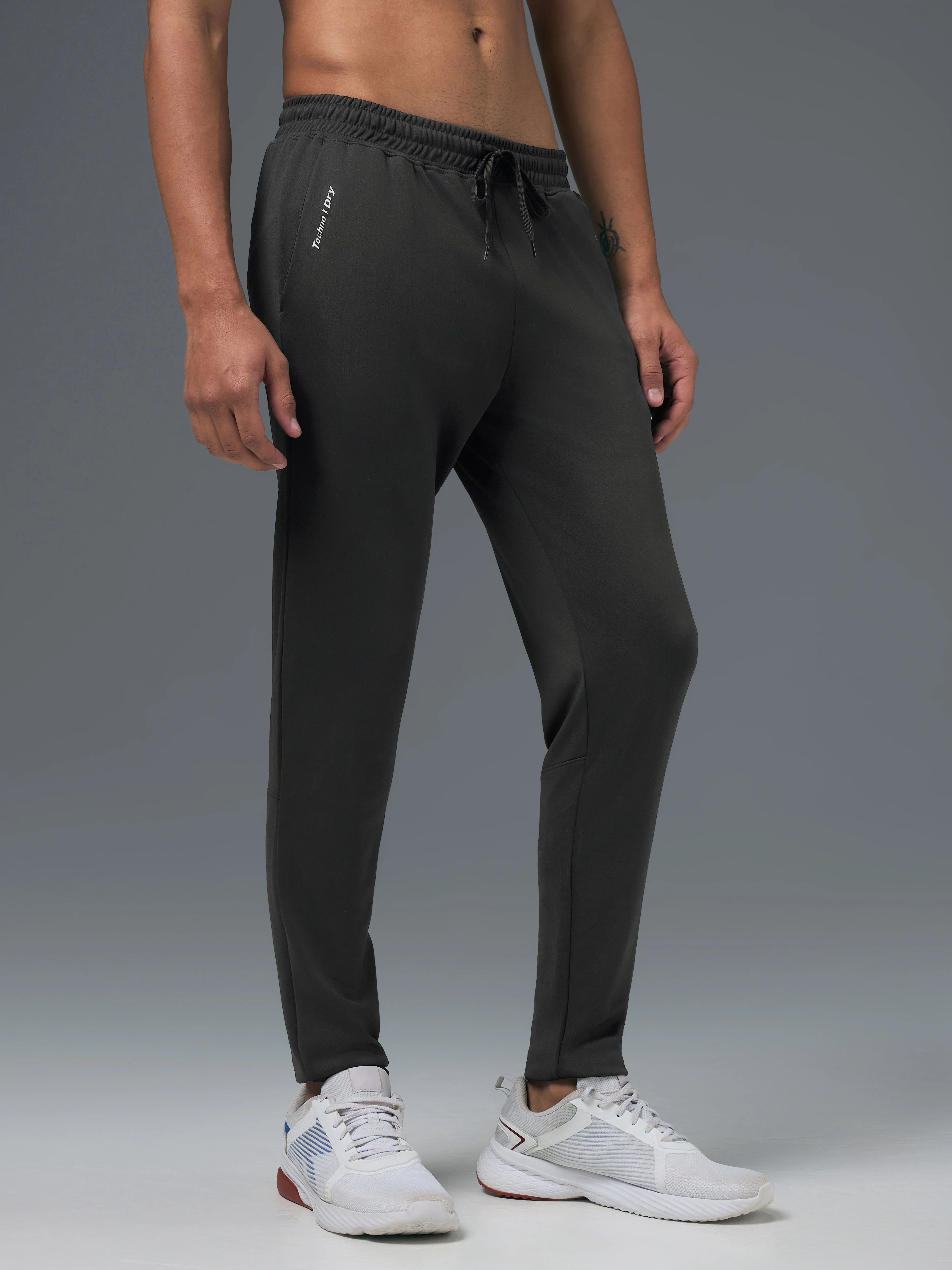 Men Melange Slim Fit Trackpants with TECHNO DRY - Image 4