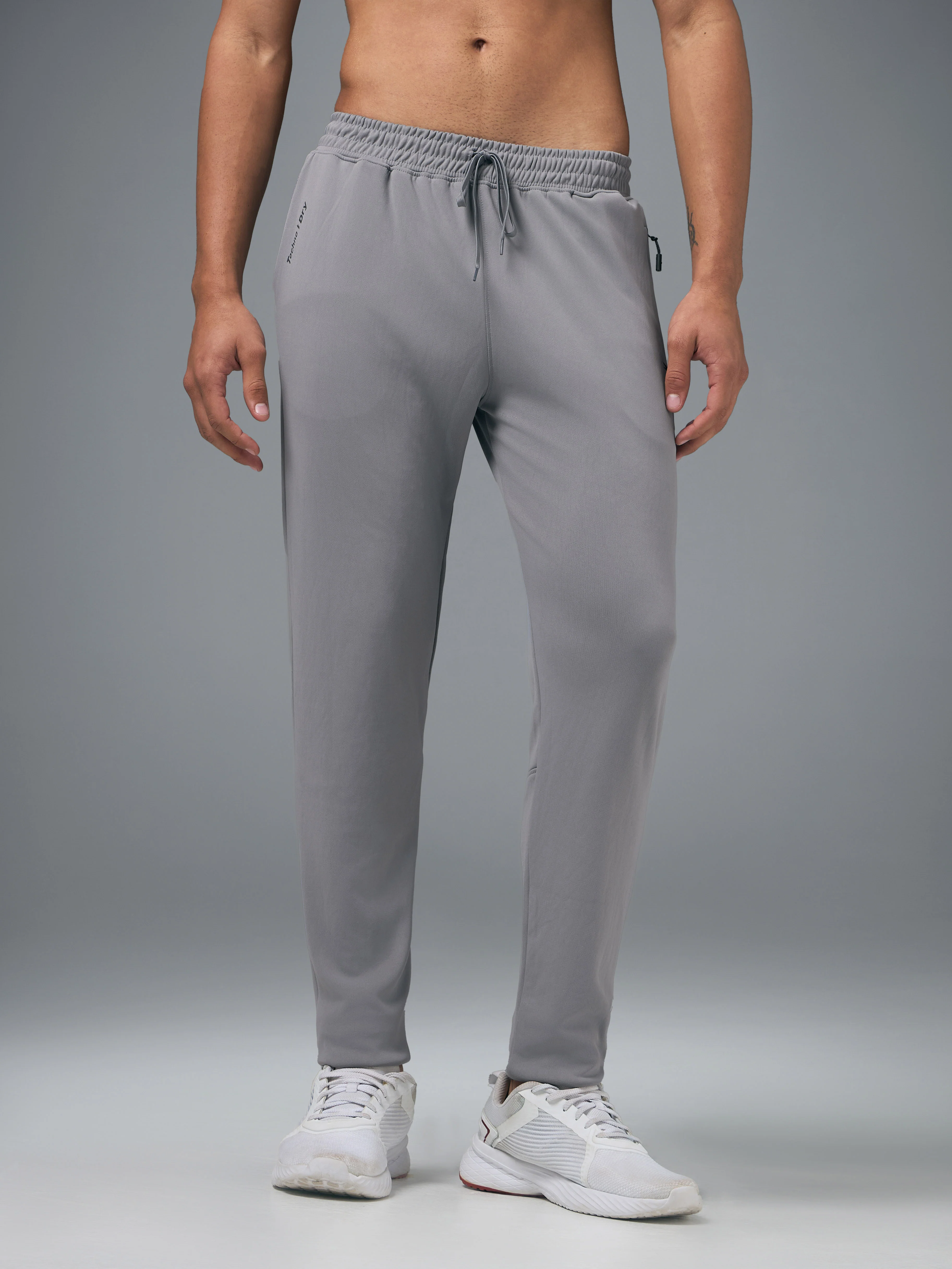 Men Melange Slim Fit Trackpants with TECHNO DRY - Image 2