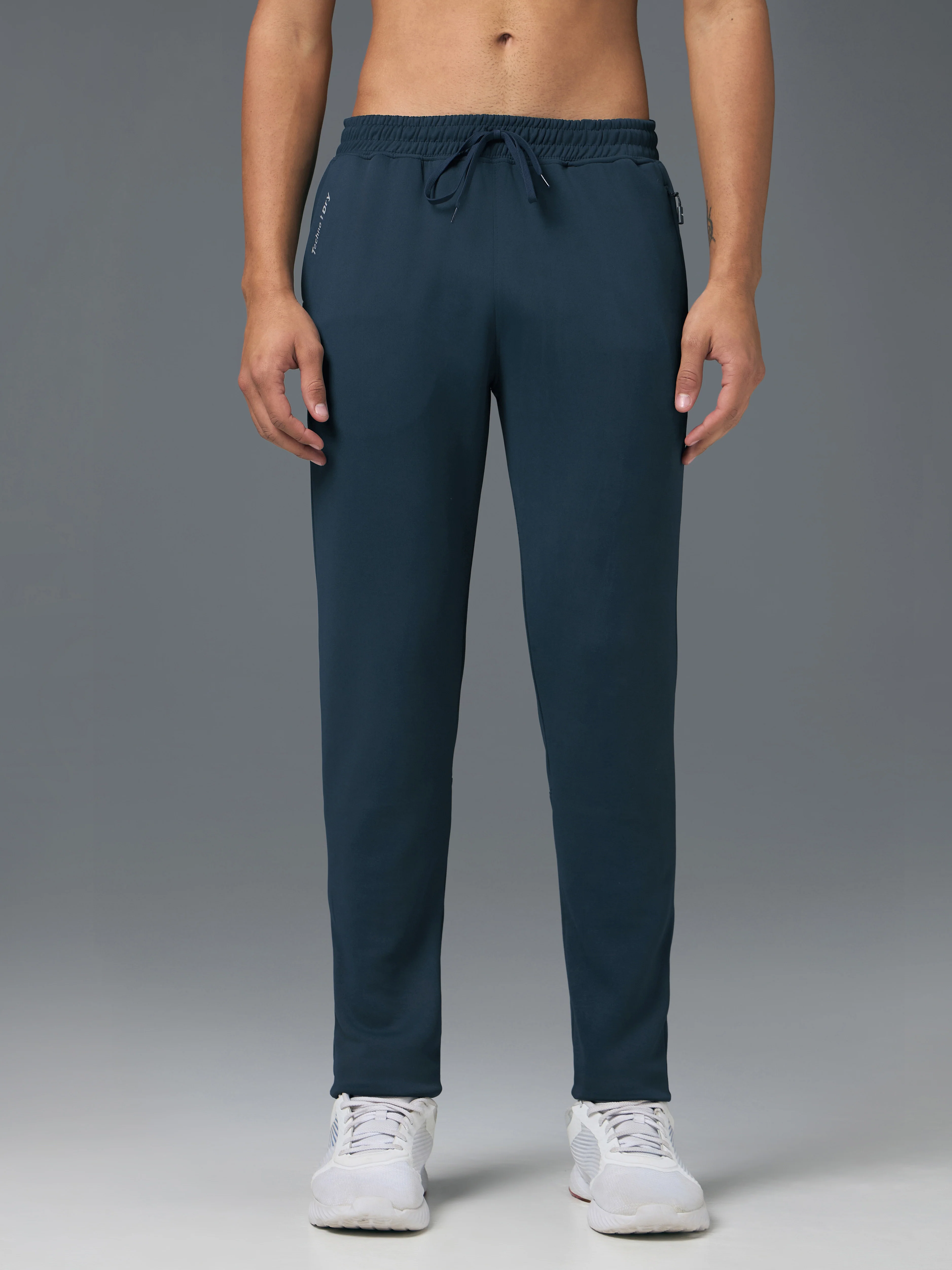 Men Melange Slim Fit Trackpants with TECHNO DRY - Image 2