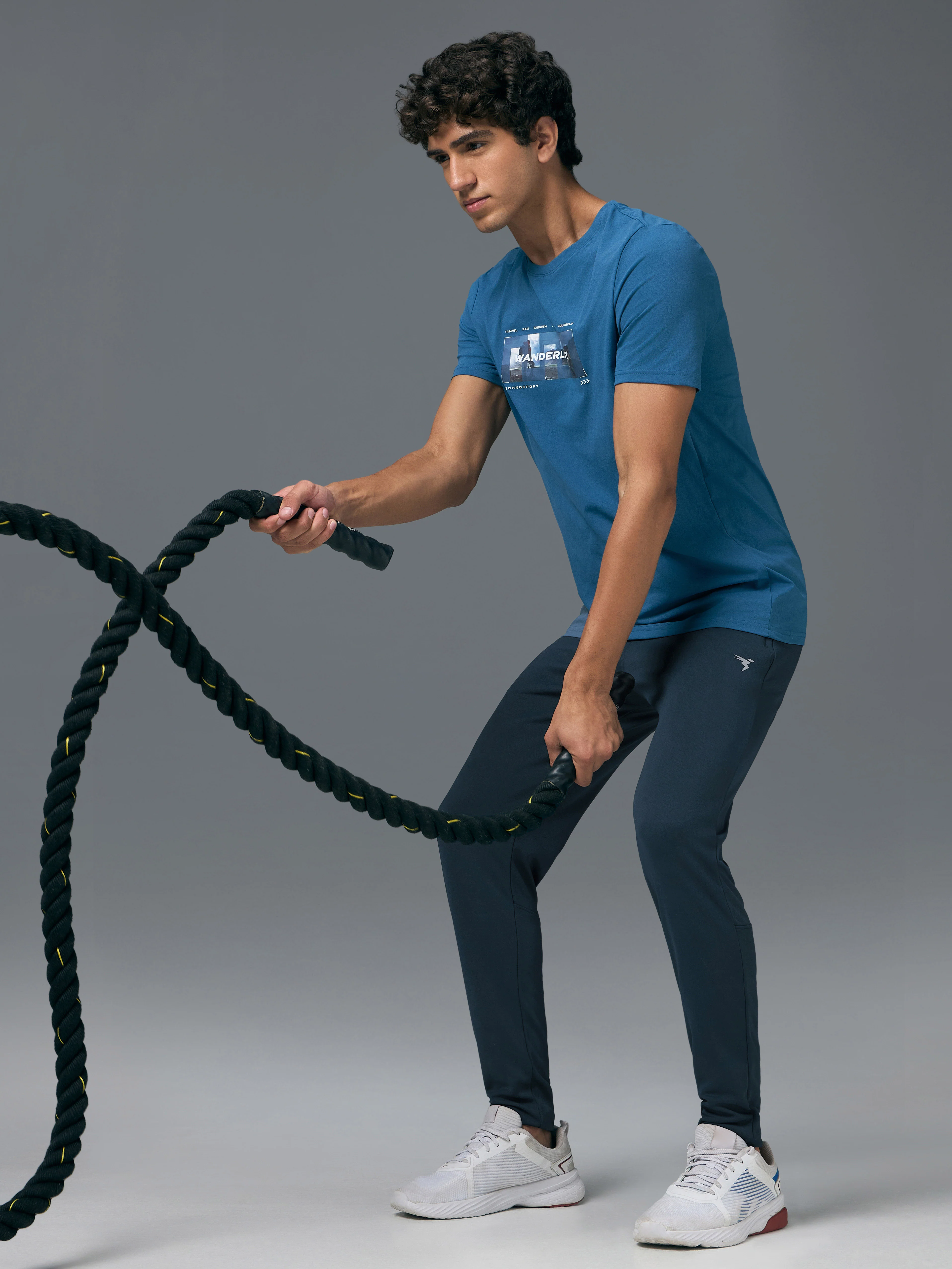 Men Melange Slim Fit Trackpants with TECHNO DRY - Image 5