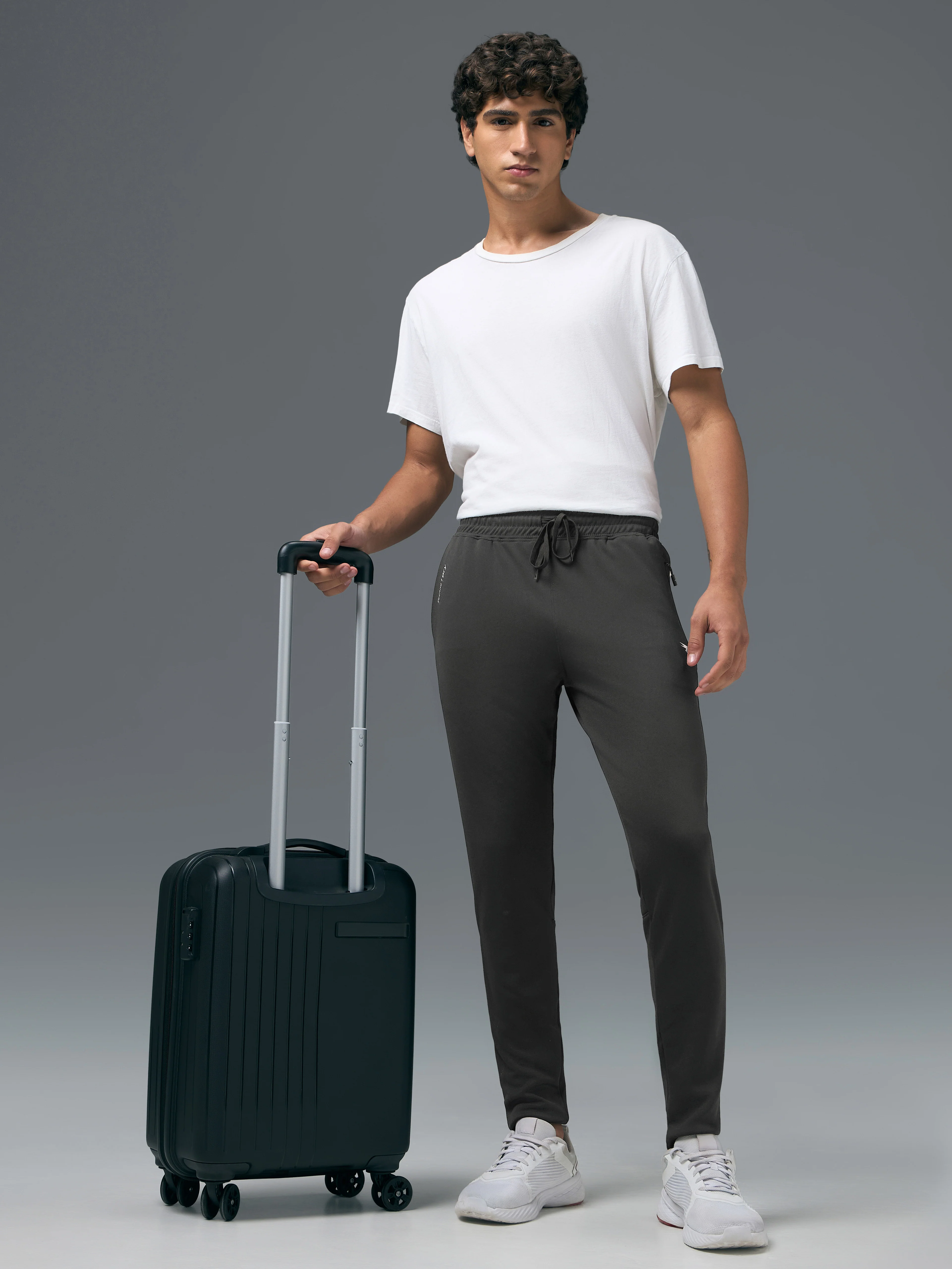 Men Melange Slim Fit Trackpants with TECHNO DRY - Image 5