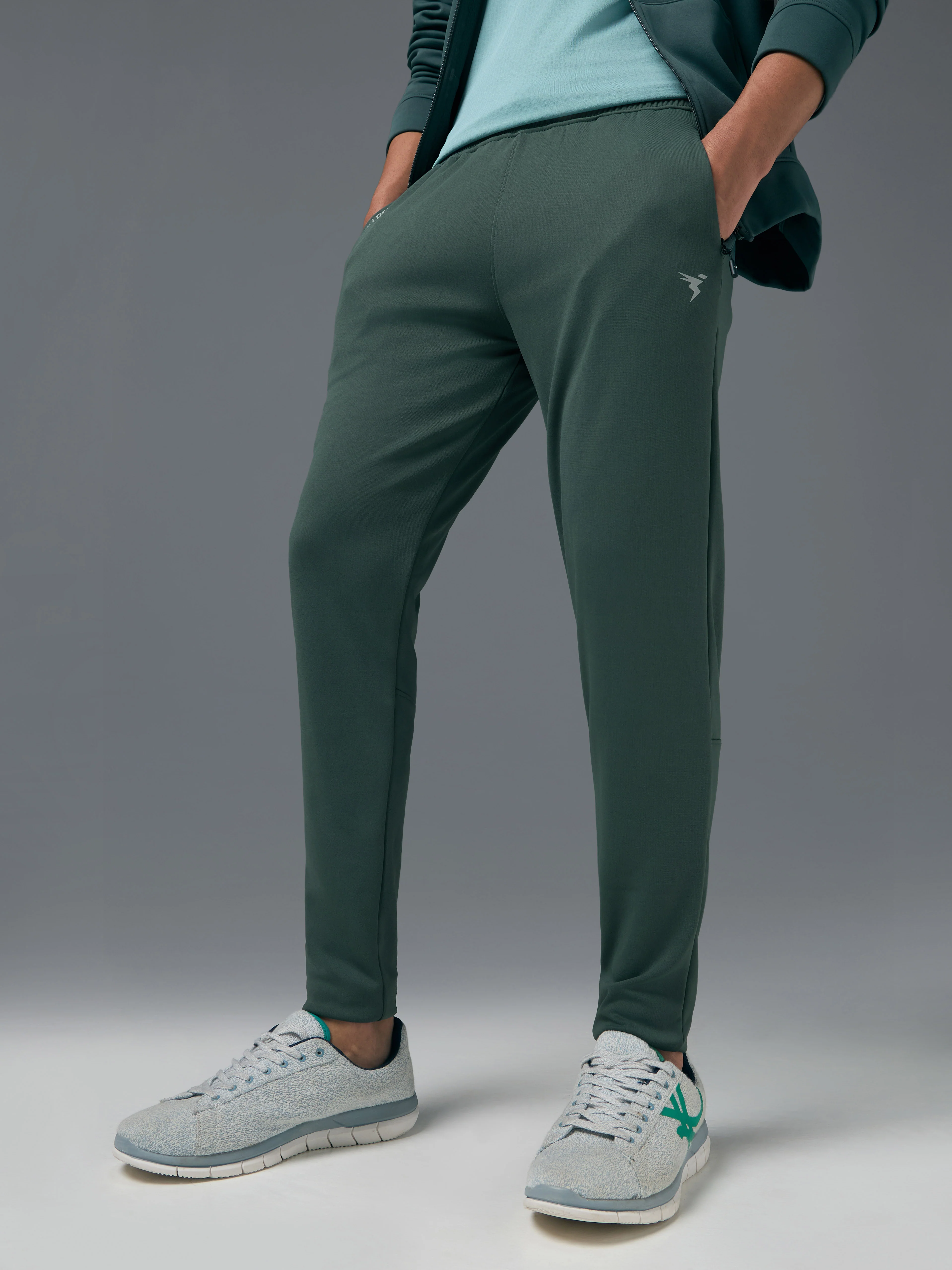 Men Melange Slim Fit Trackpants with TECHNO DRY