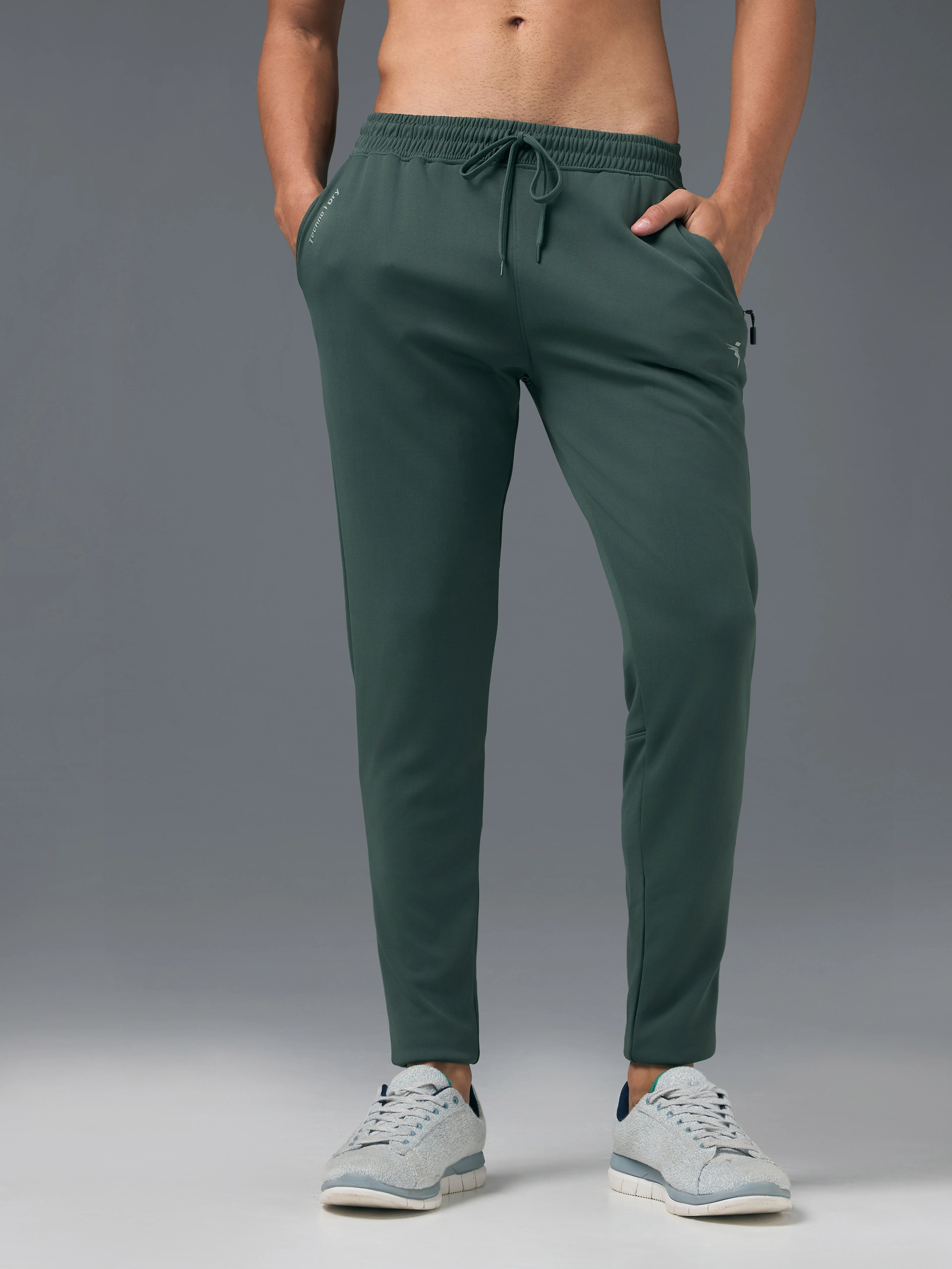 Men Melange Slim Fit Trackpants with TECHNO DRY - Image 2