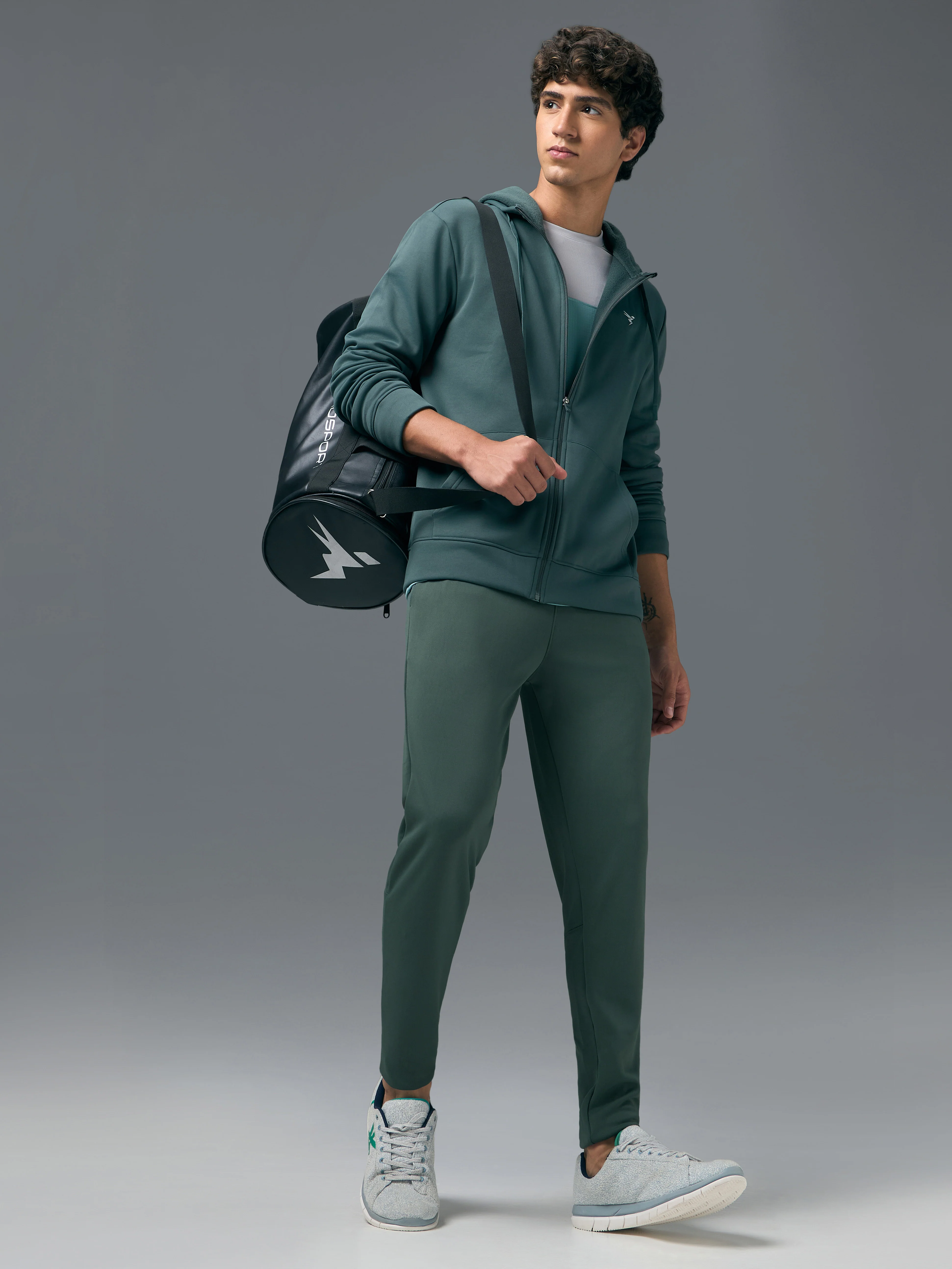 Men Melange Slim Fit Trackpants with TECHNO DRY - Image 4