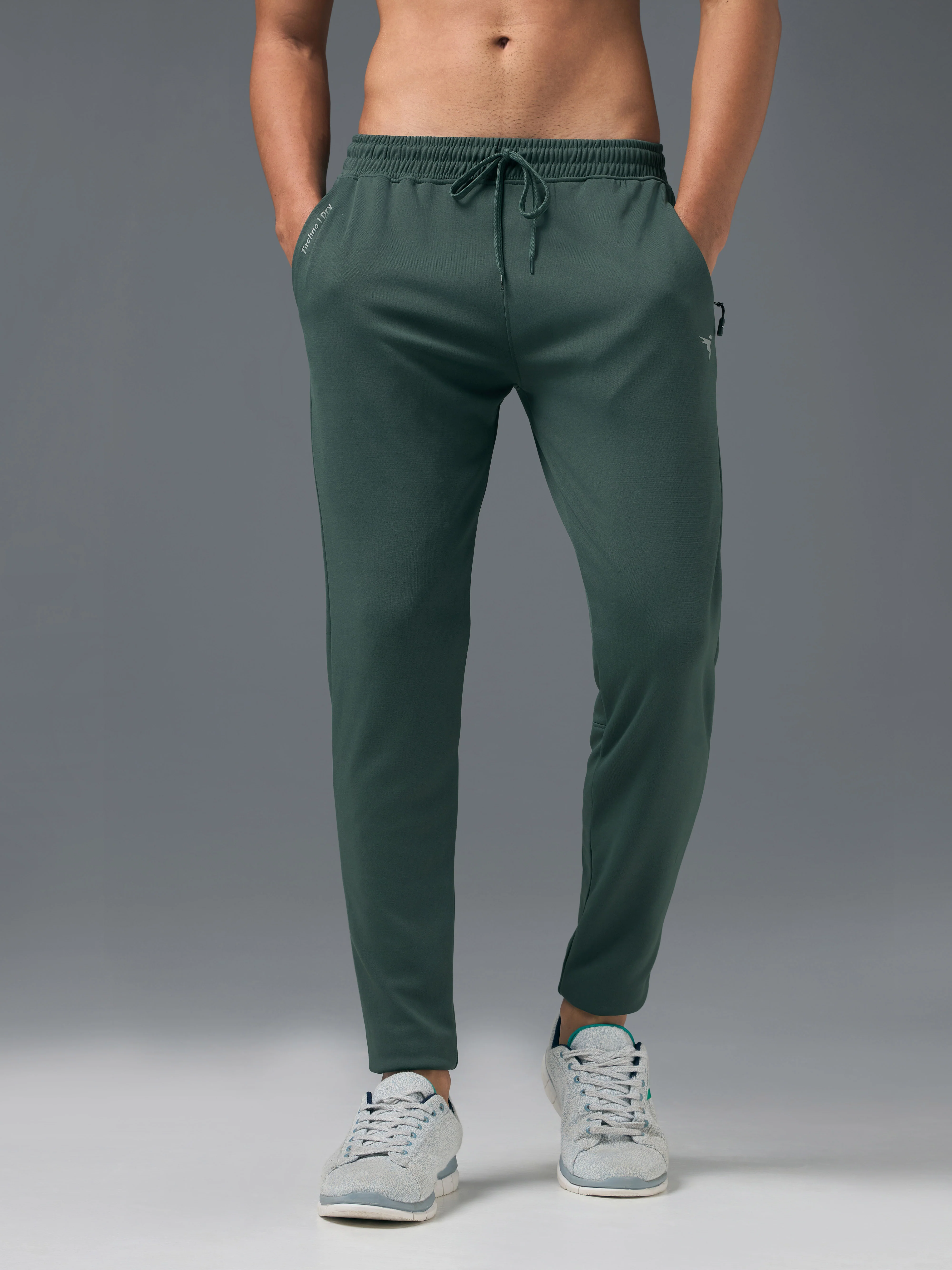 Men Melange Slim Fit Trackpants with TECHNO DRY - Image 5
