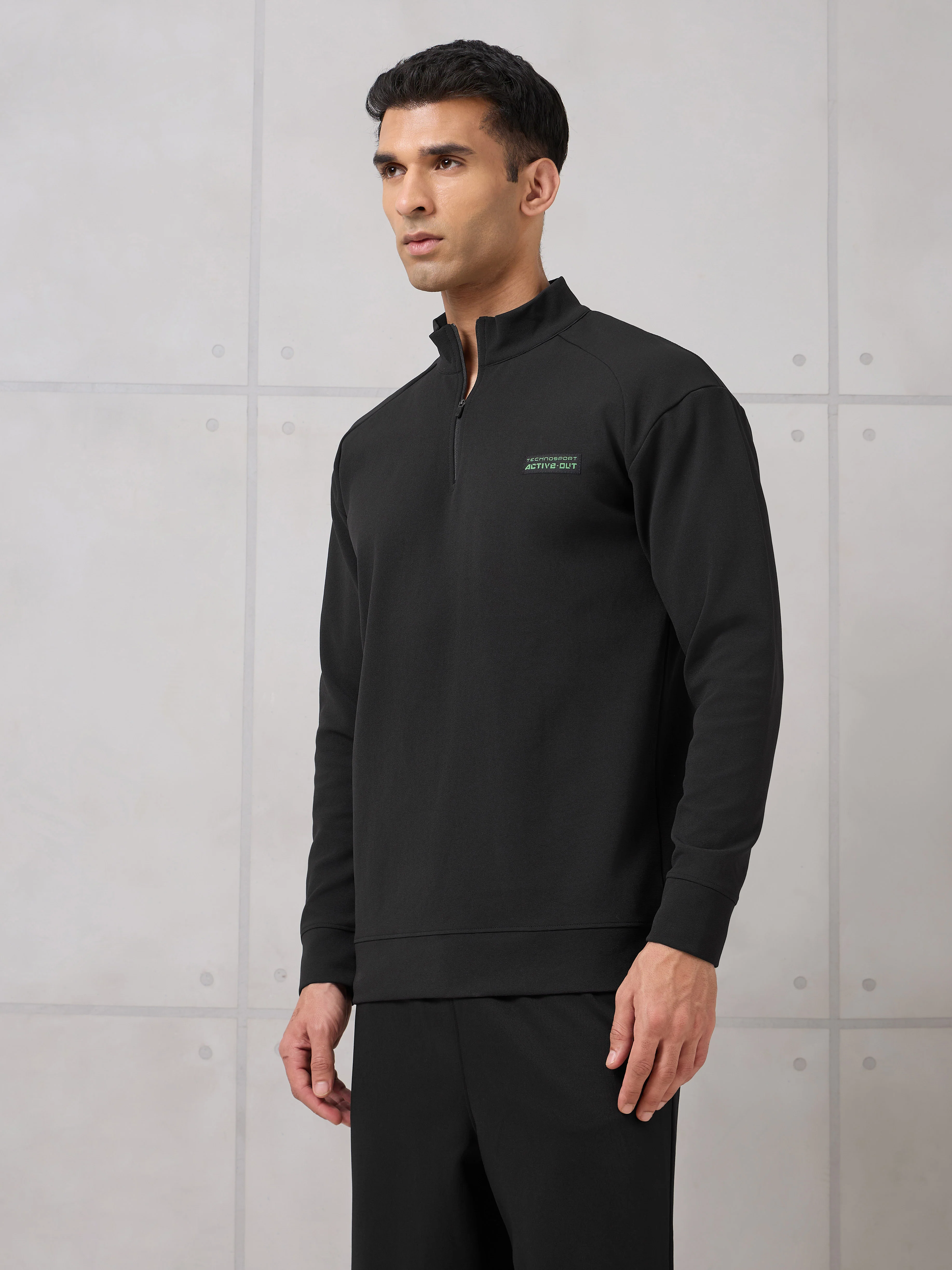 Men Mock Neck Slim Fit Solid Active Out T-shirt with ELASTOPLUS - Image 4