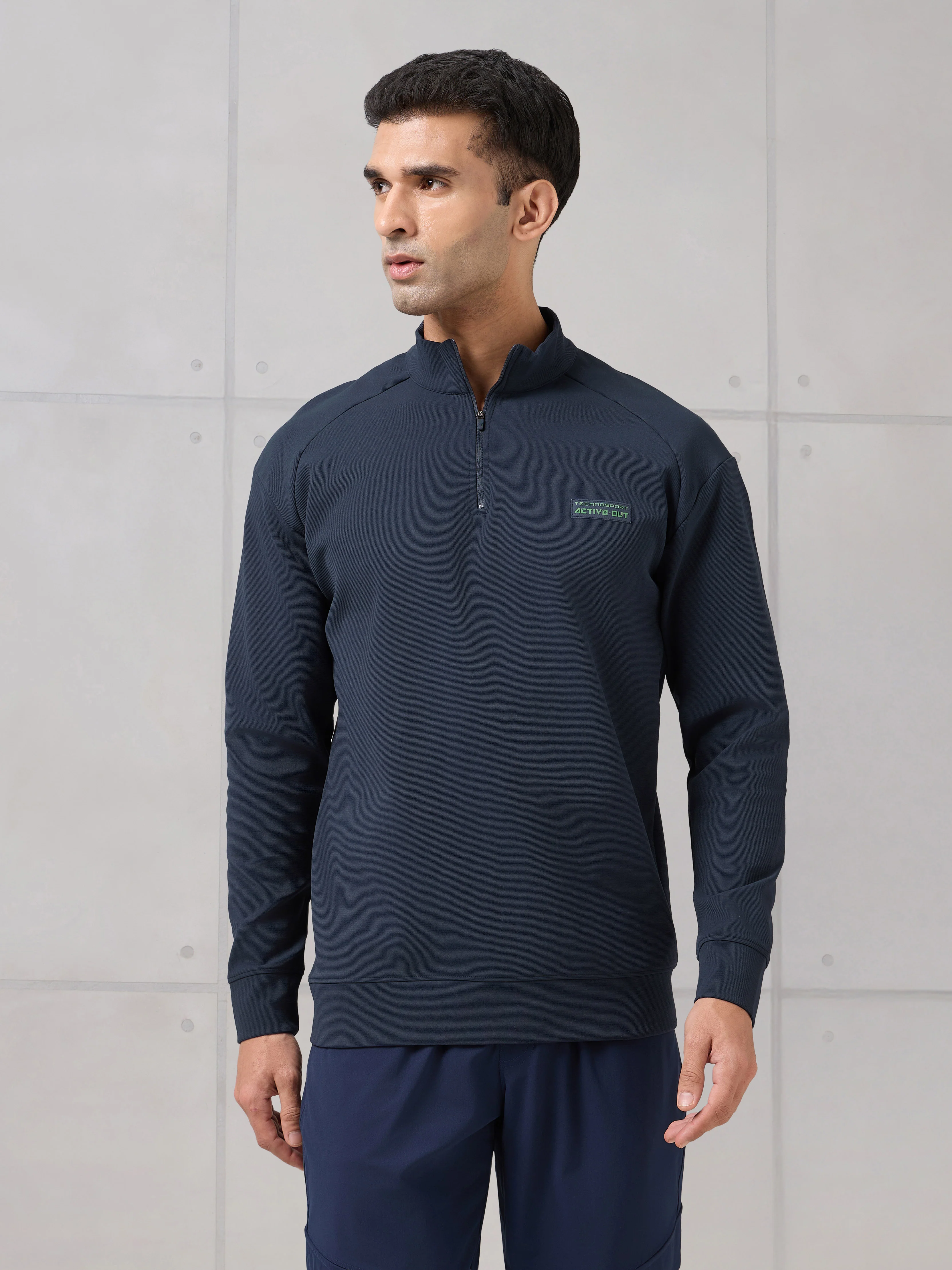 Men Mock Neck Slim Fit Solid Active Out T-shirt with ELASTOPLUS - Image 2