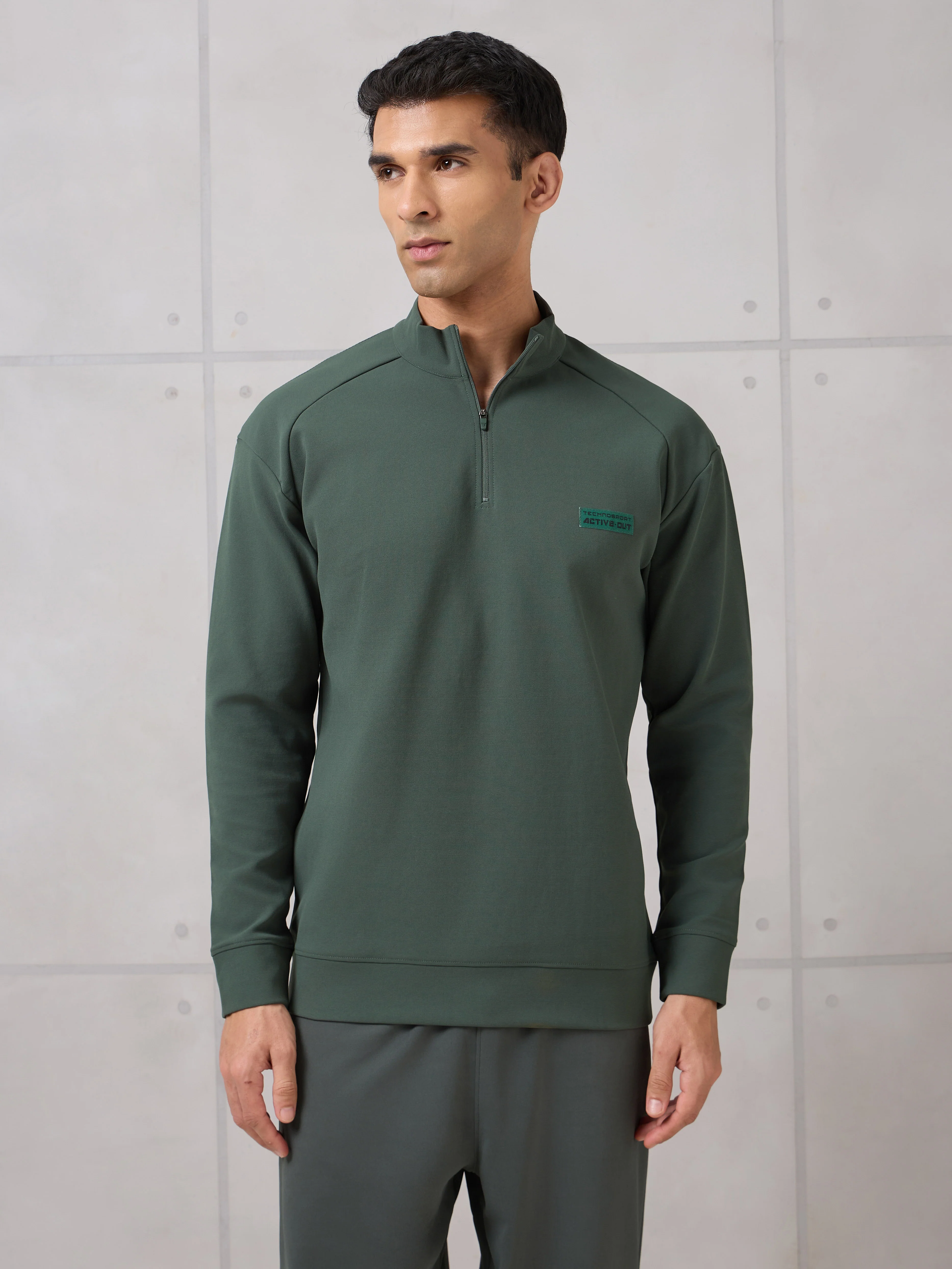 Men Mock Neck Slim Fit Solid Active Out T-shirt with ELASTOPLUS - Image 2