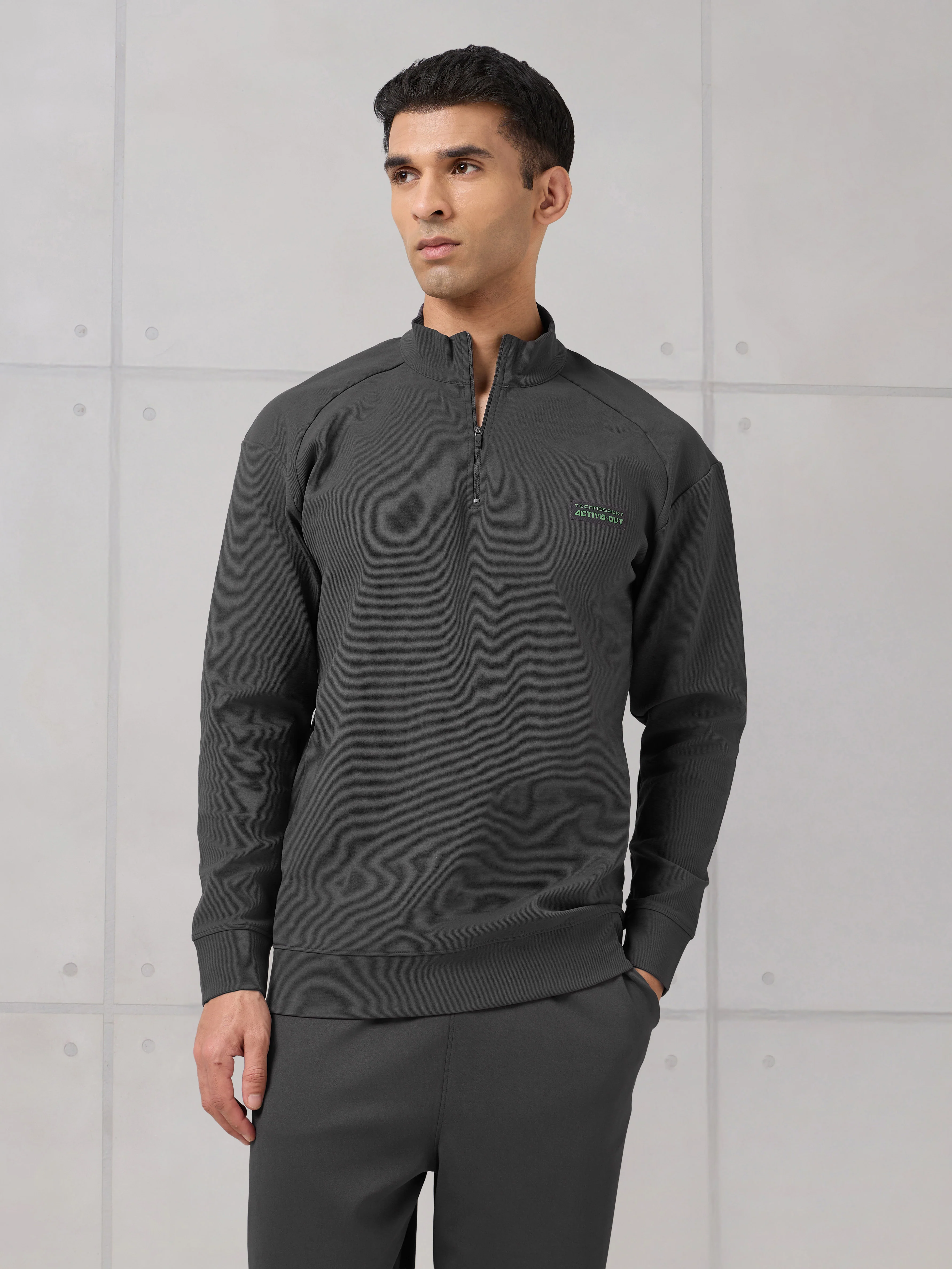 Men Mock Neck Slim Fit Solid Active Out T-shirt with ELASTOPLUS - Image 2