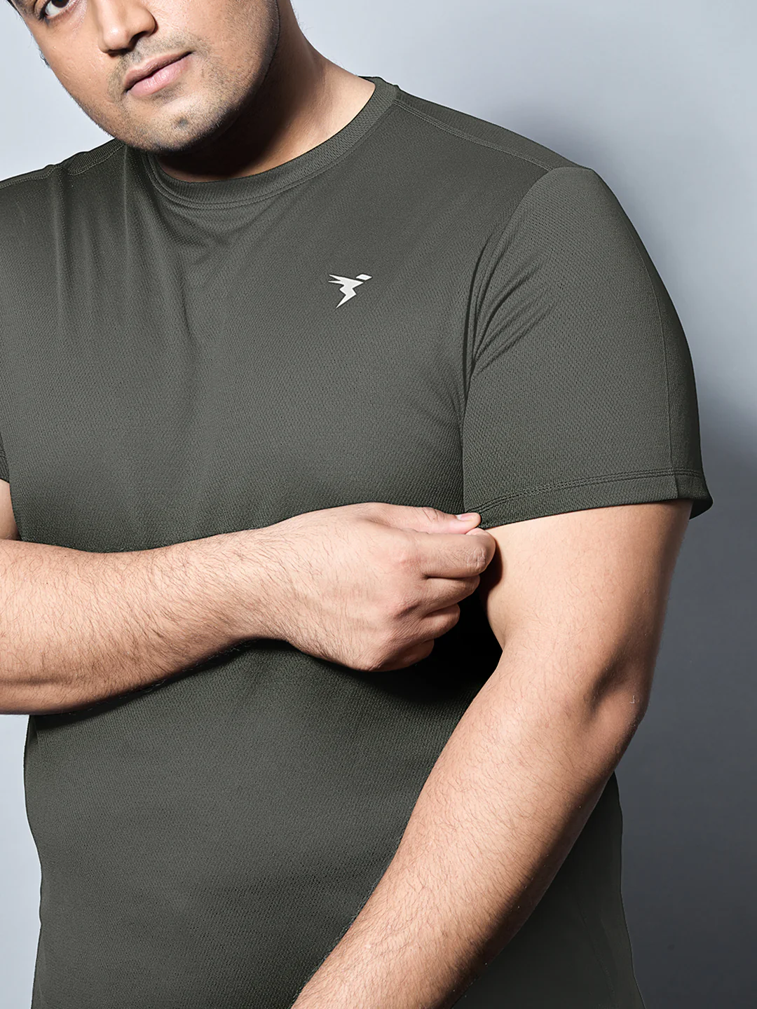 Men Plus Size Solid Active T-shirt with TECHNO COOL+ - Image 3