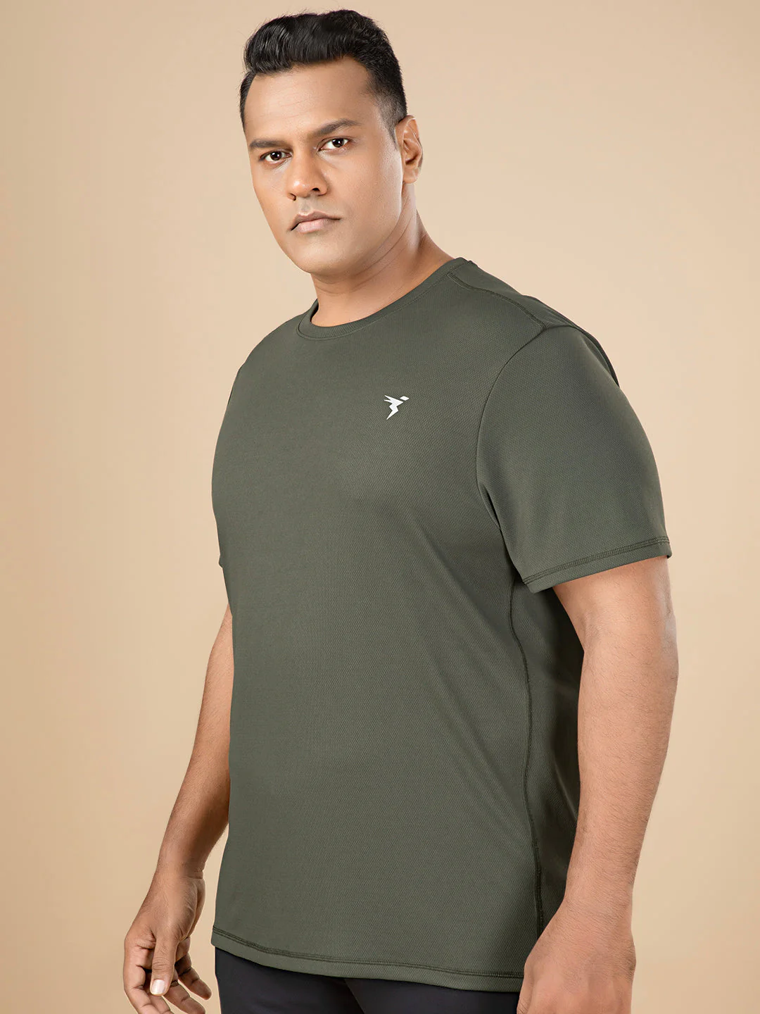 Men Plus Size Solid Active T-shirt with TECHNO COOL+ - Image 3