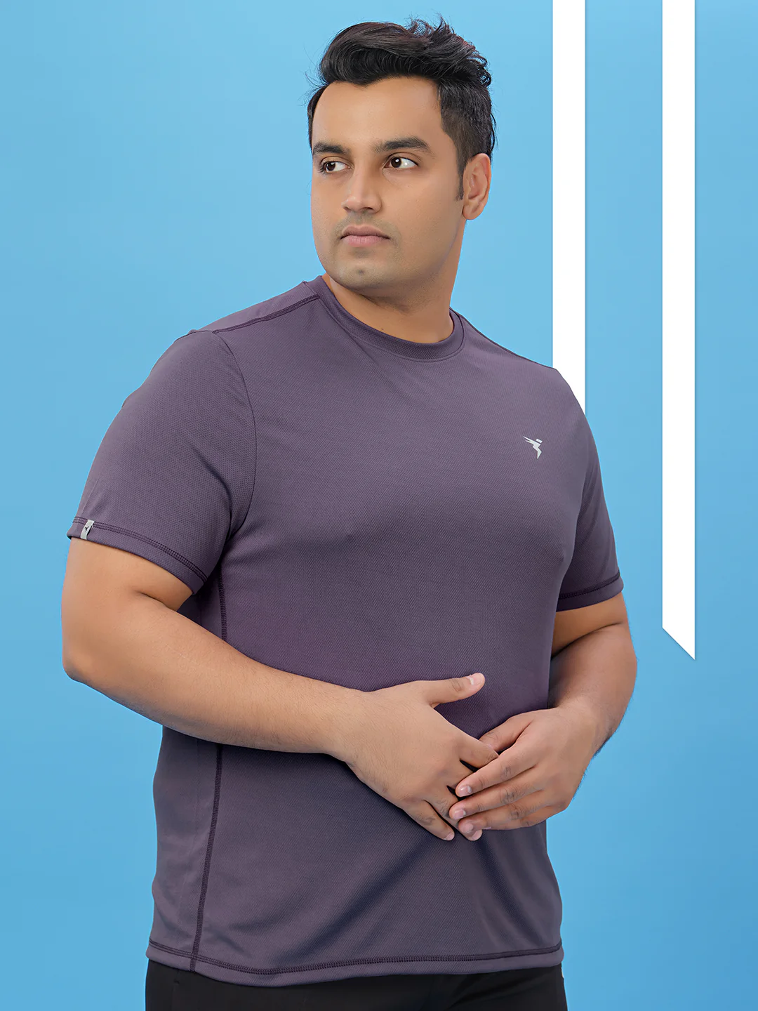 Men Plus Size Solid Active T-shirt with TECHNO COOL+ - Image 3