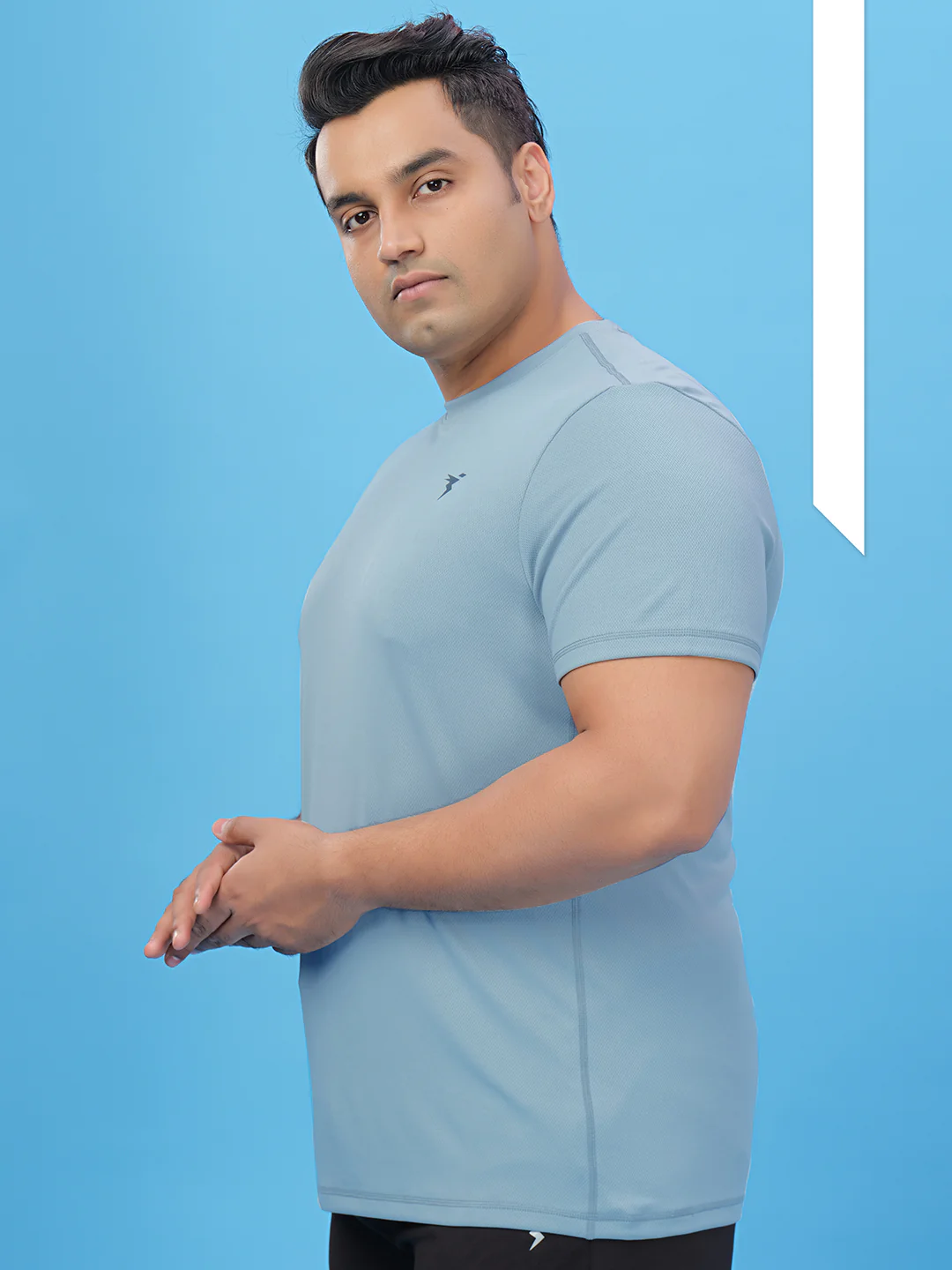 Men Plus Size Solid Active T-shirt with TECHNO COOL+ - Image 3