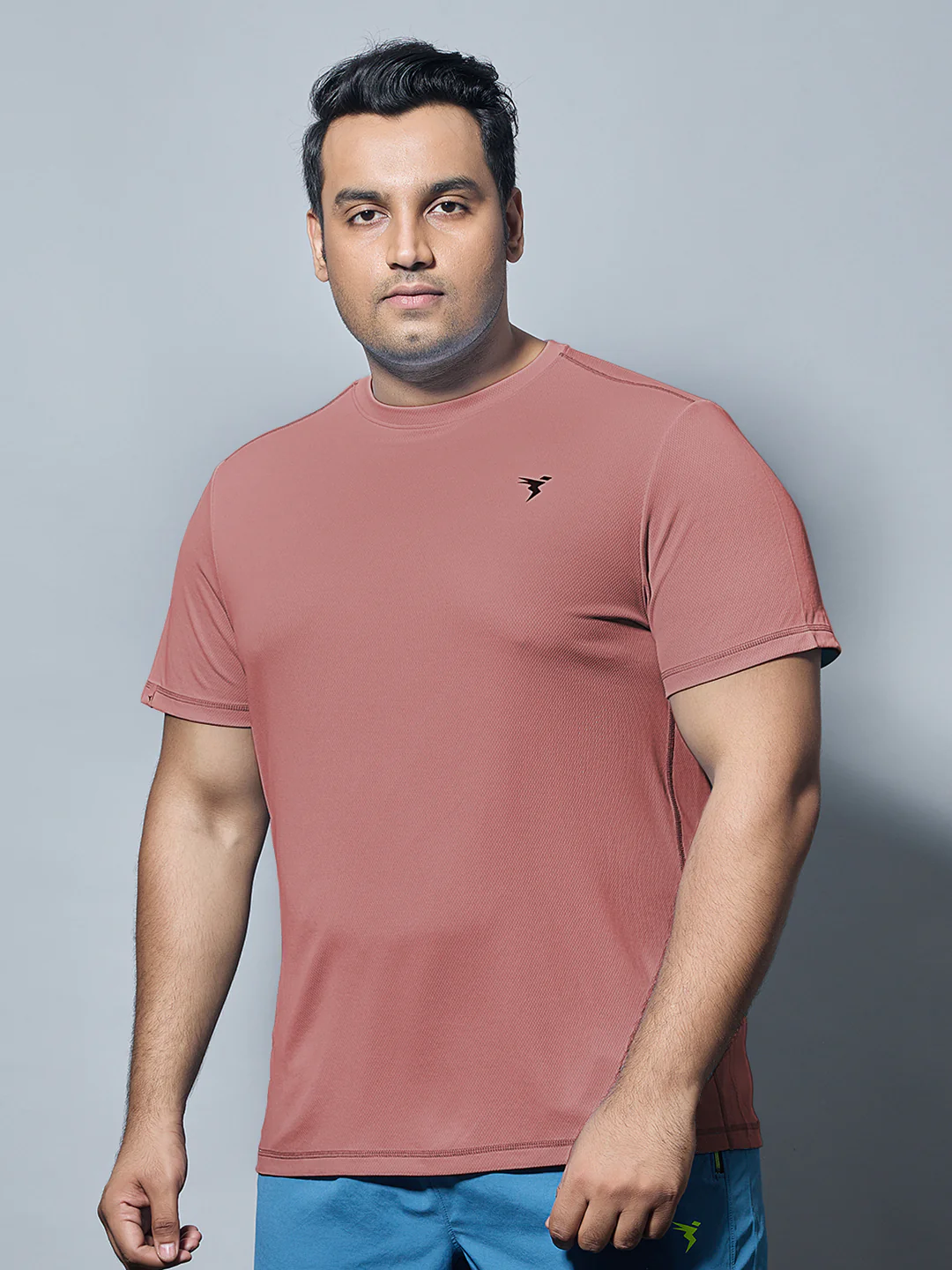 Men Plus Size Solid Active T-shirt with TECHNO COOL+