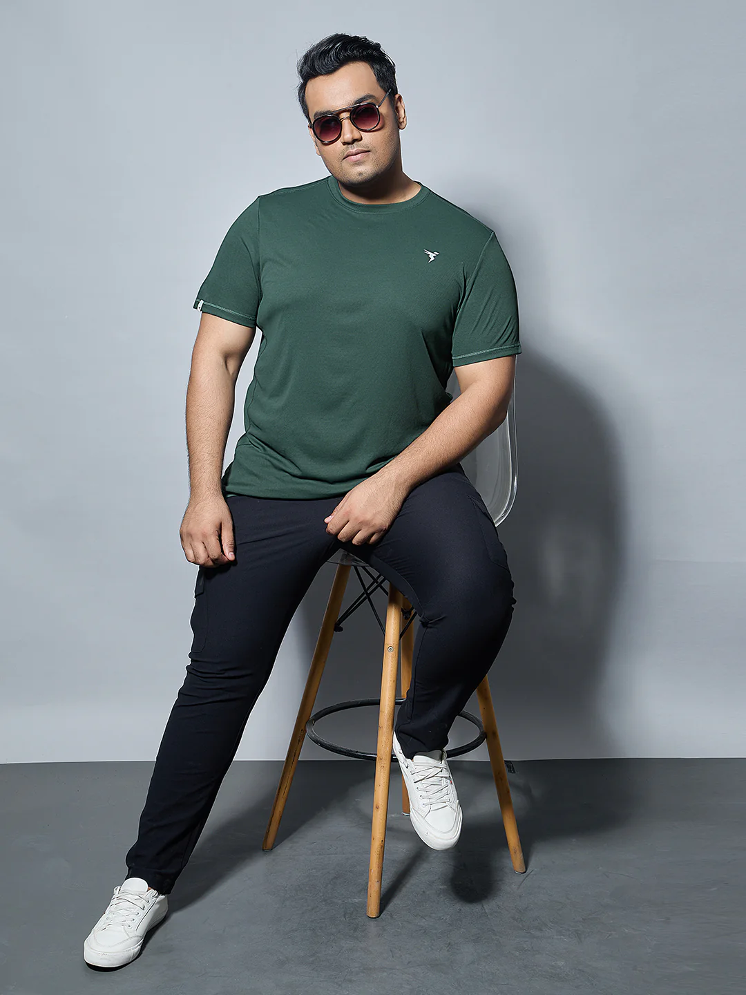 Men Plus Size Solid Active T-shirt with TECHNO COOL+ - Image 5