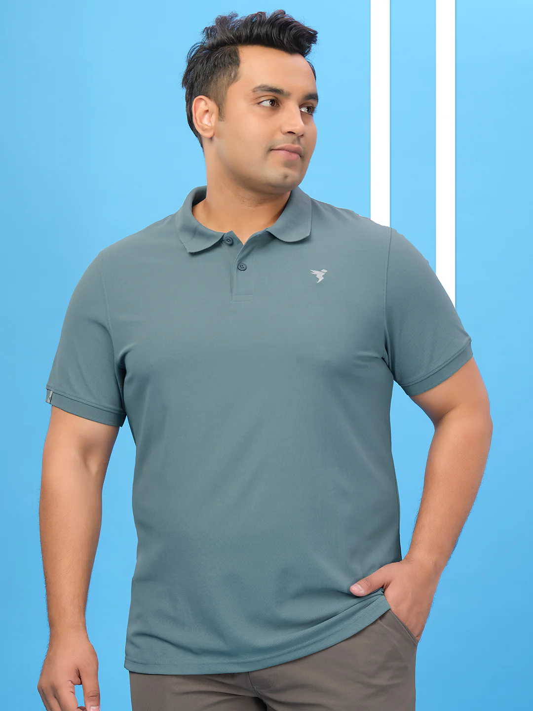 Men Plus Size Solid Polo T-shirt with MATPIQ - Image 2
