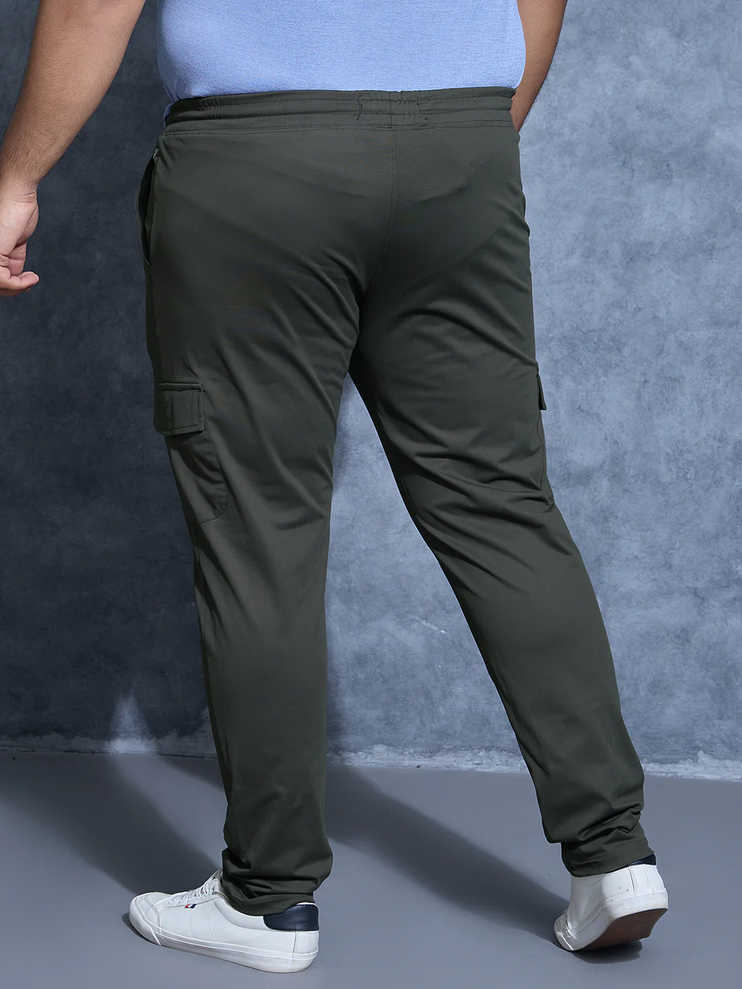 Men Plus Size Solid Relax Fit Cargo Trackpants with DURACOOL+ - Image 3
