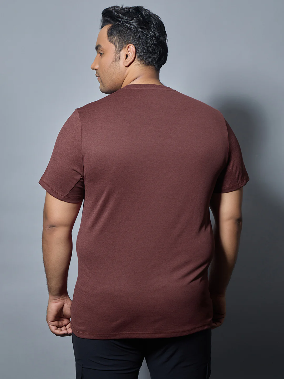 Men Plus Size Solid Slim Fit Crew Neck T-shirt with DOUBLE COOL - Image 3