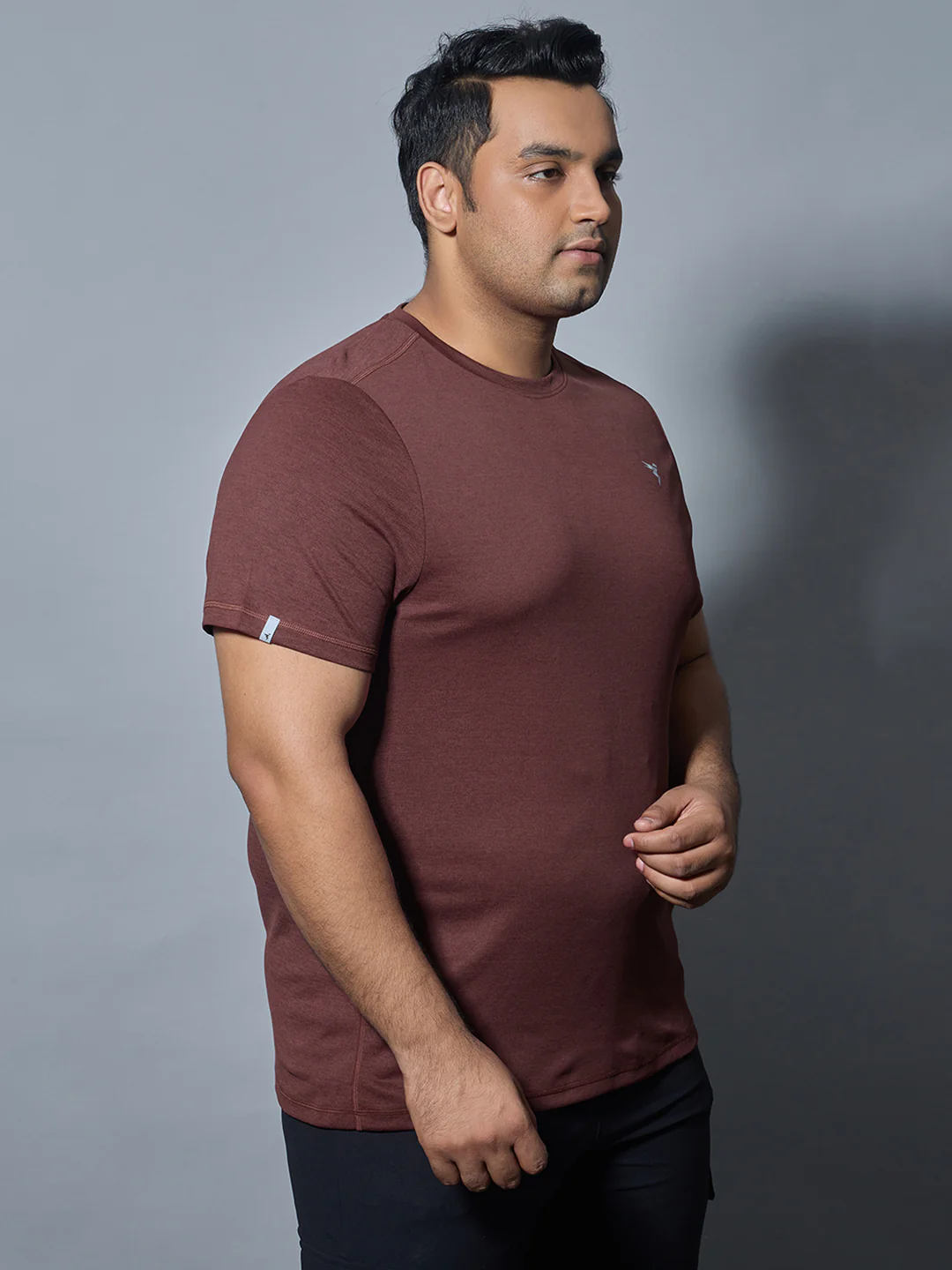 Men Plus Size Solid Slim Fit Crew Neck T-shirt with DOUBLE COOL - Image 4