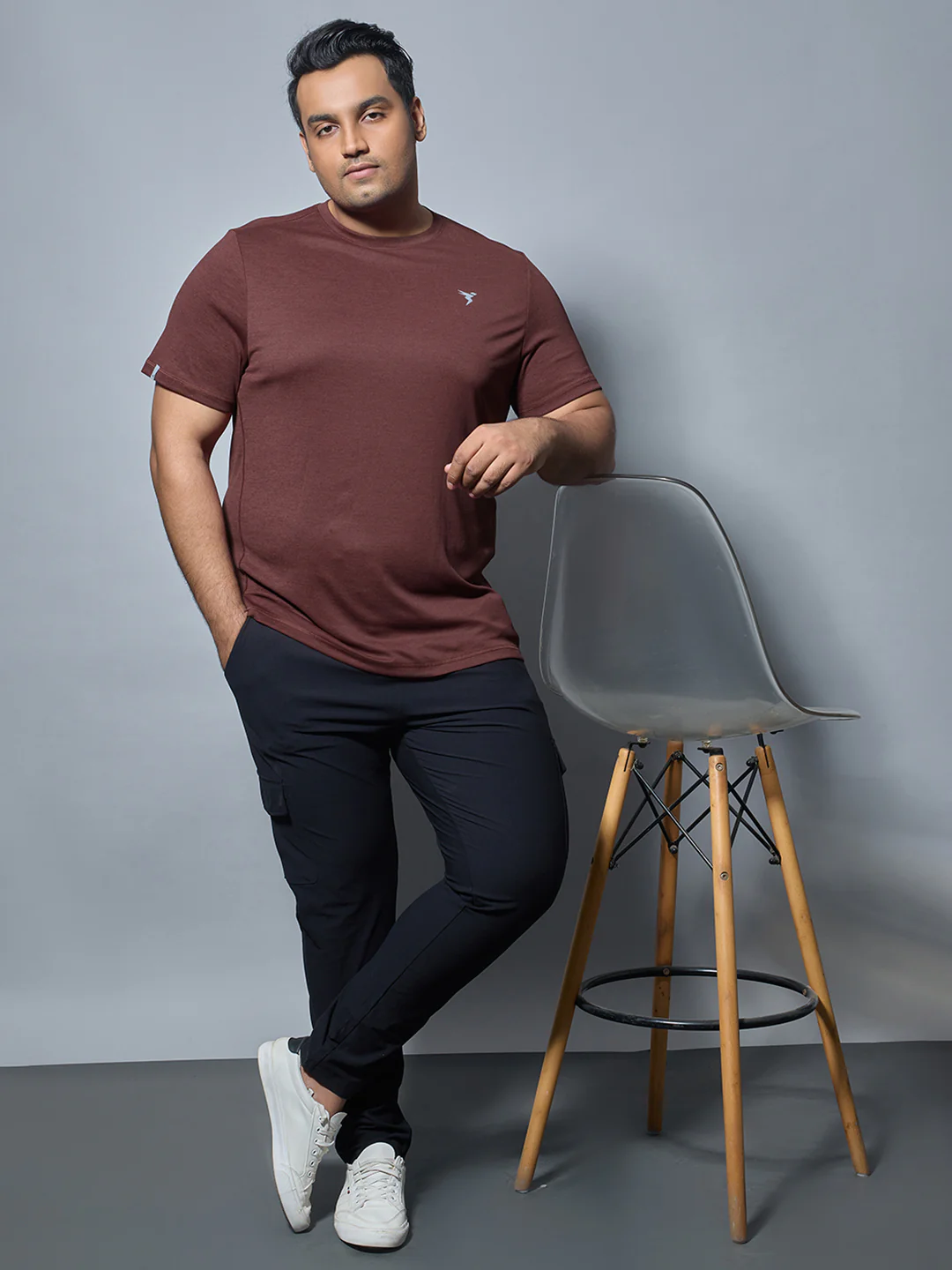 Men Plus Size Solid Slim Fit Crew Neck T-shirt with DOUBLE COOL - Image 5