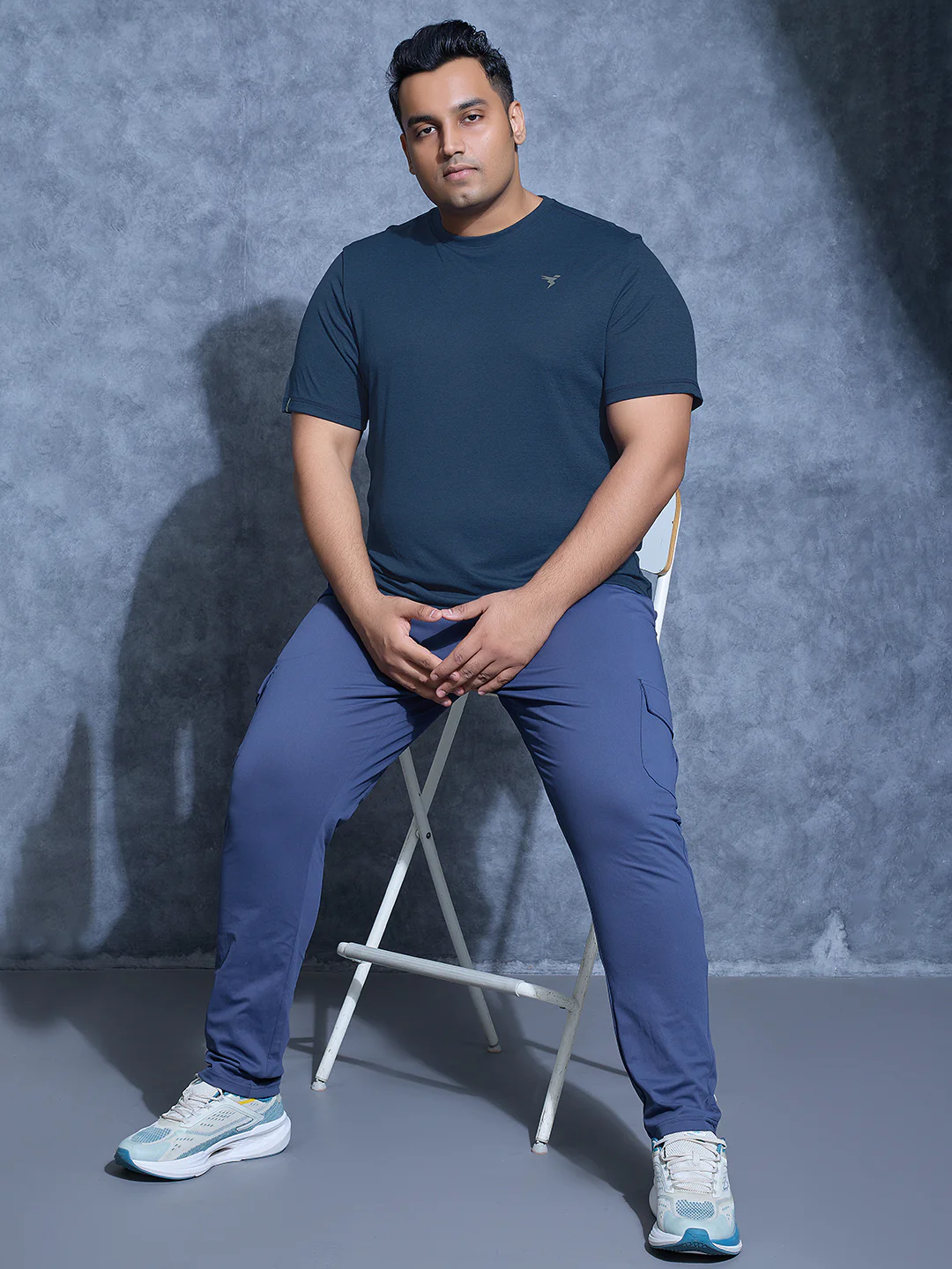 Men Plus Size Solid Slim Fit Crew Neck T-shirt with DOUBLE COOL