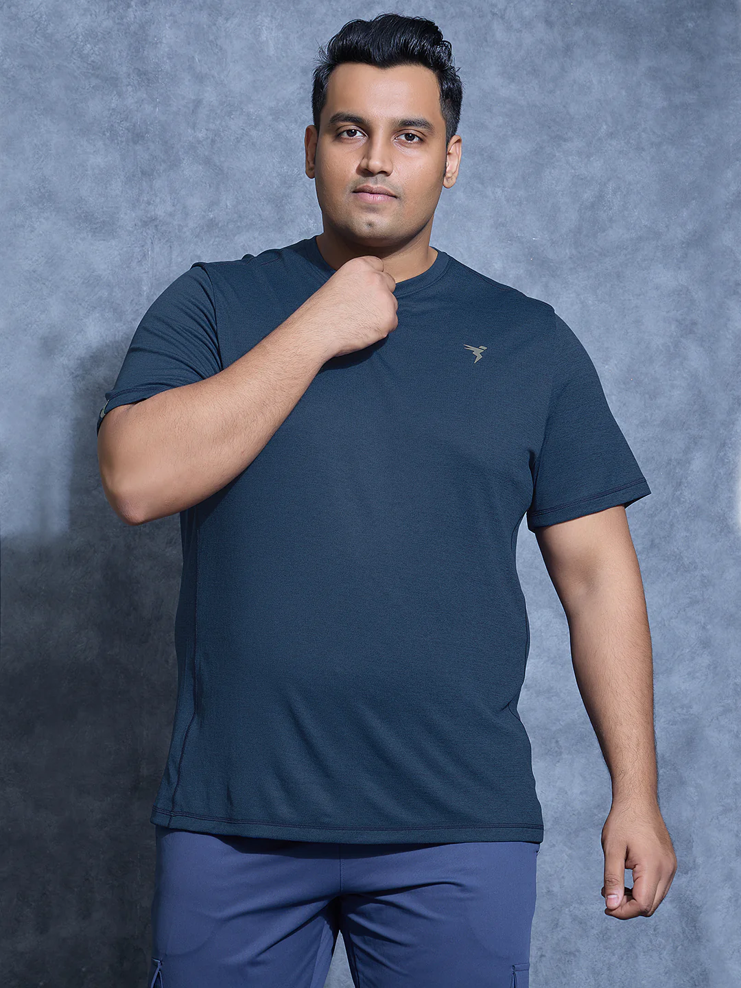 Men Plus Size Solid Slim Fit Crew Neck T-shirt with DOUBLE COOL - Image 2