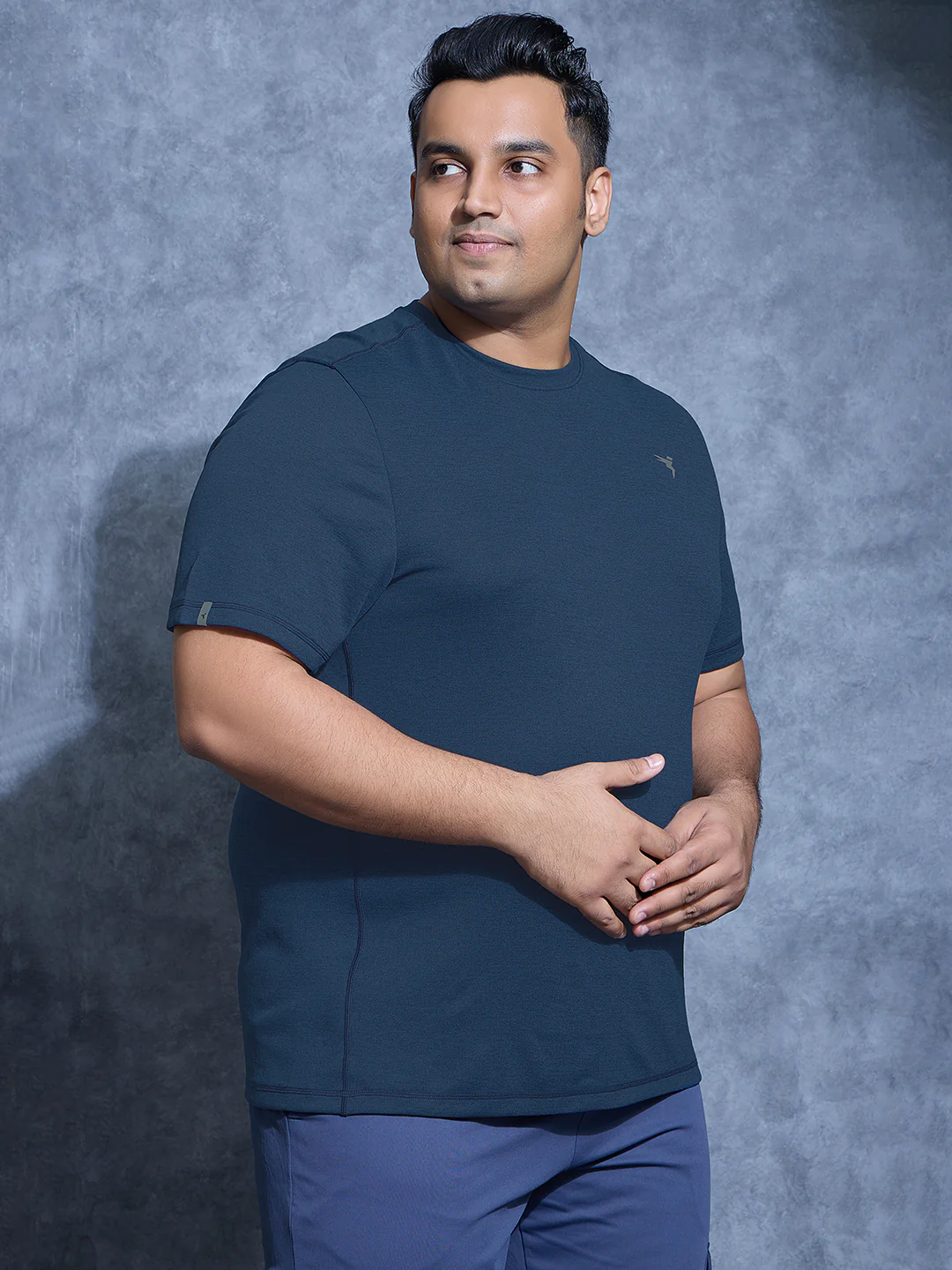 Men Plus Size Solid Slim Fit Crew Neck T-shirt with DOUBLE COOL - Image 3