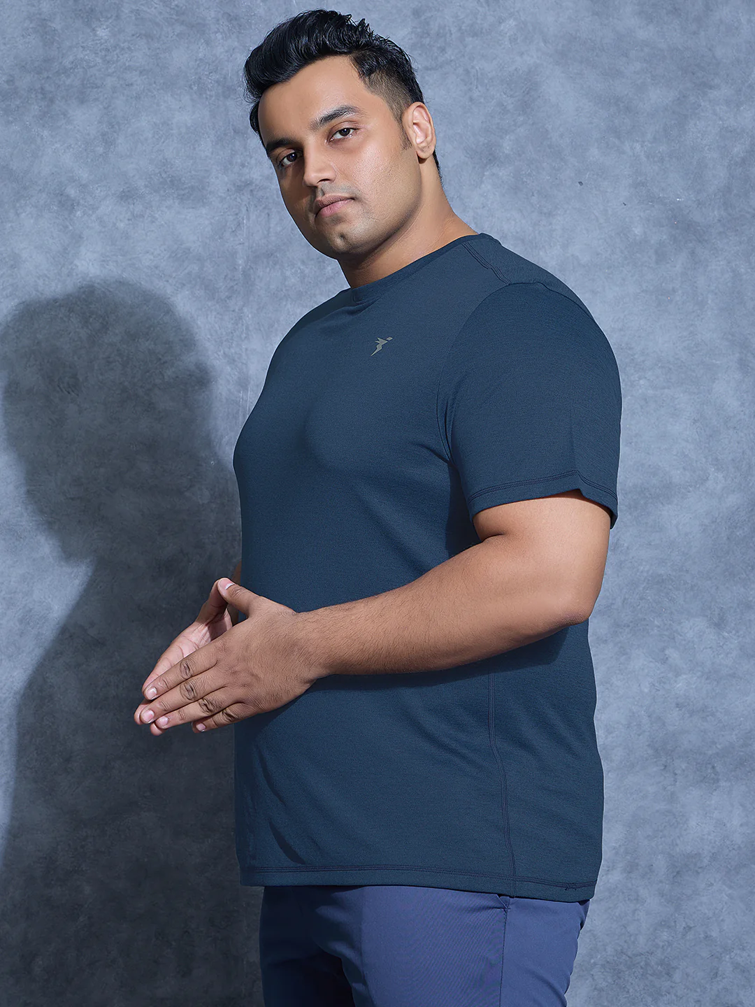Men Plus Size Solid Slim Fit Crew Neck T-shirt with DOUBLE COOL - Image 5
