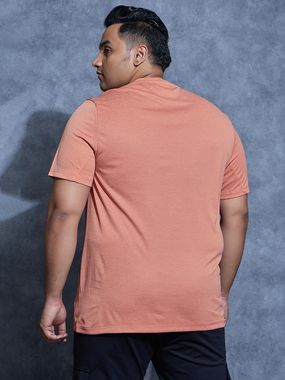 Men Plus Size Solid Slim Fit Crew Neck T-shirt with DOUBLE COOL - Image 3