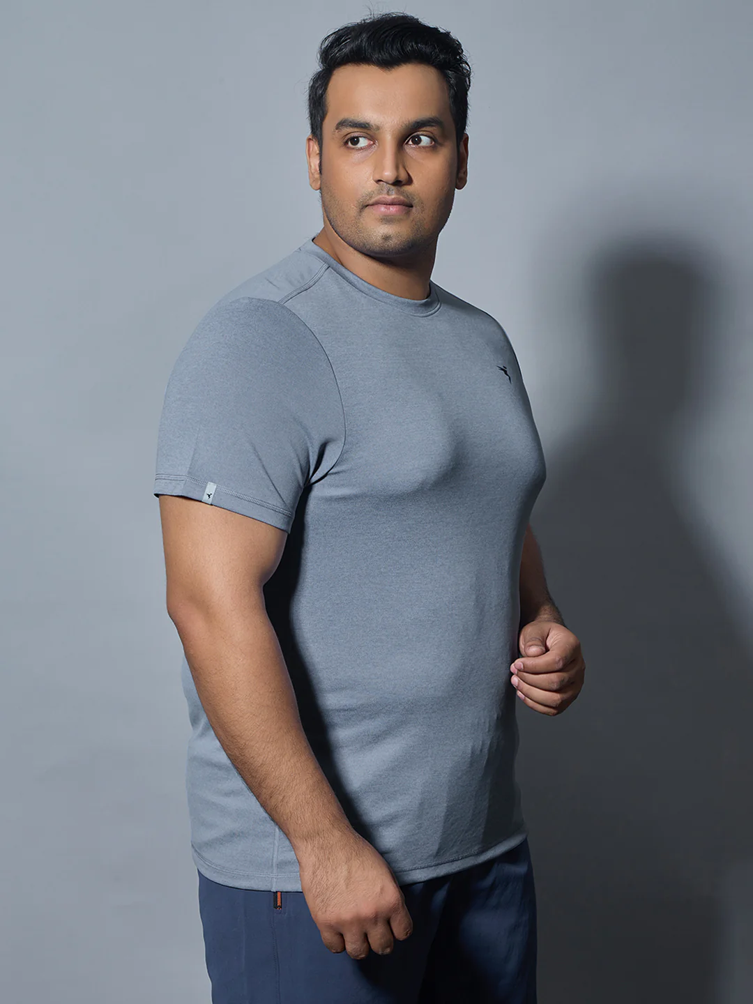Men Plus Size Solid Slim Fit Crew Neck T-shirt with DOUBLE COOL - Image 4