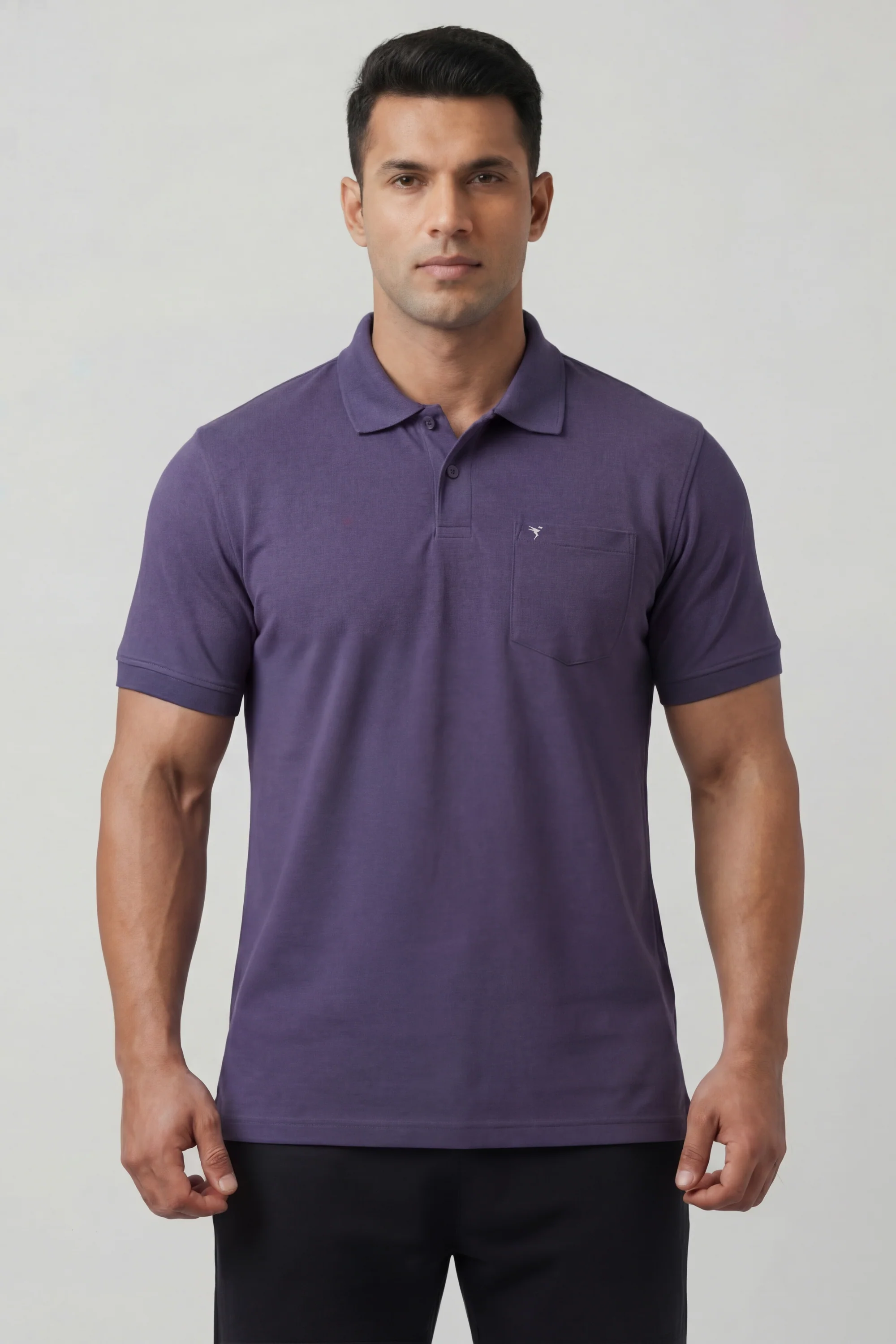 Men Plus Size Solid Slim Fit Polo T-shirt with MATPIQ