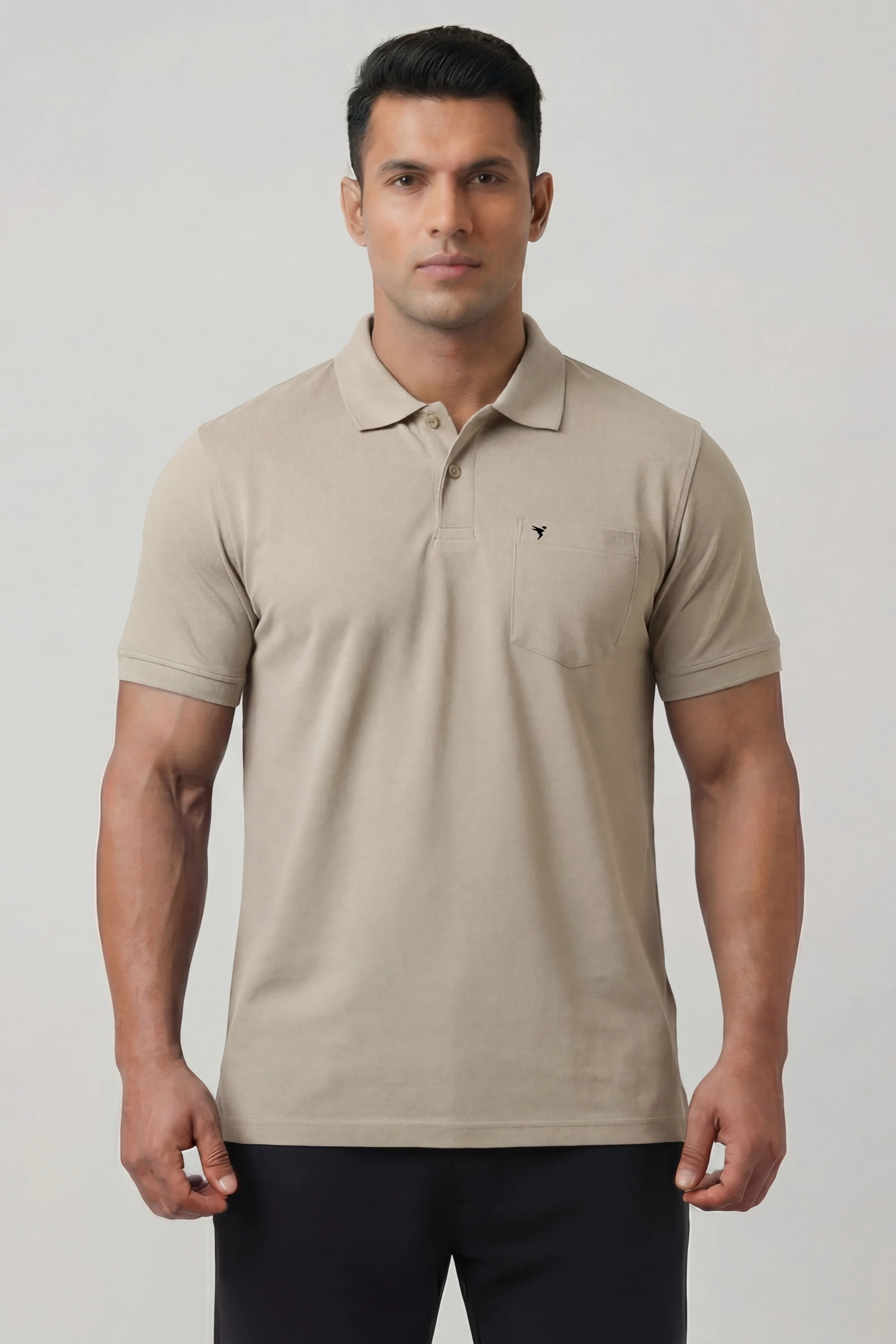 Men Plus Size Solid Slim Fit Polo T-shirt with MATPIQ