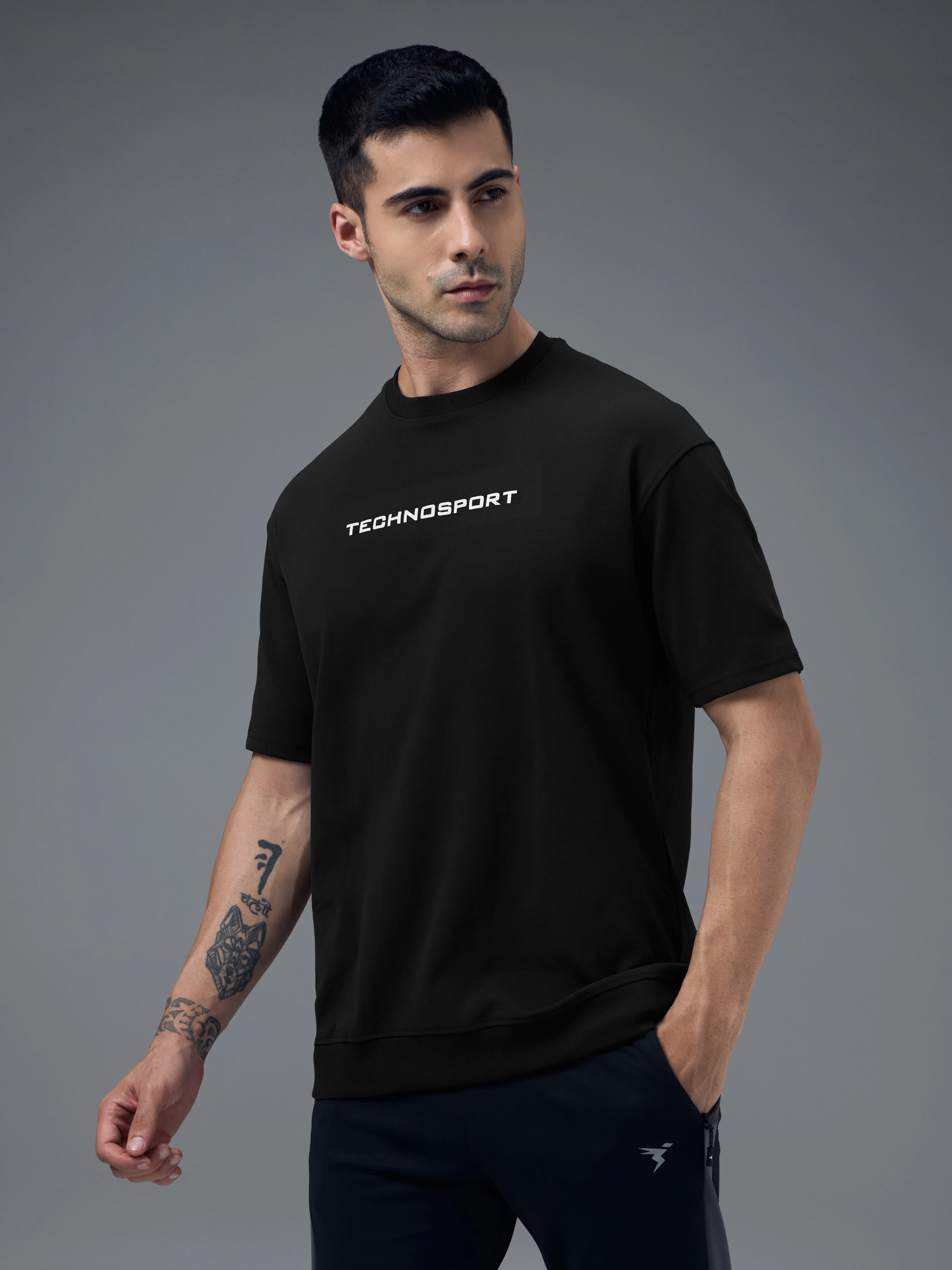 Men Printed Oversized Round Neck Sports T-shirt with ELASTO PLUS - Image 4